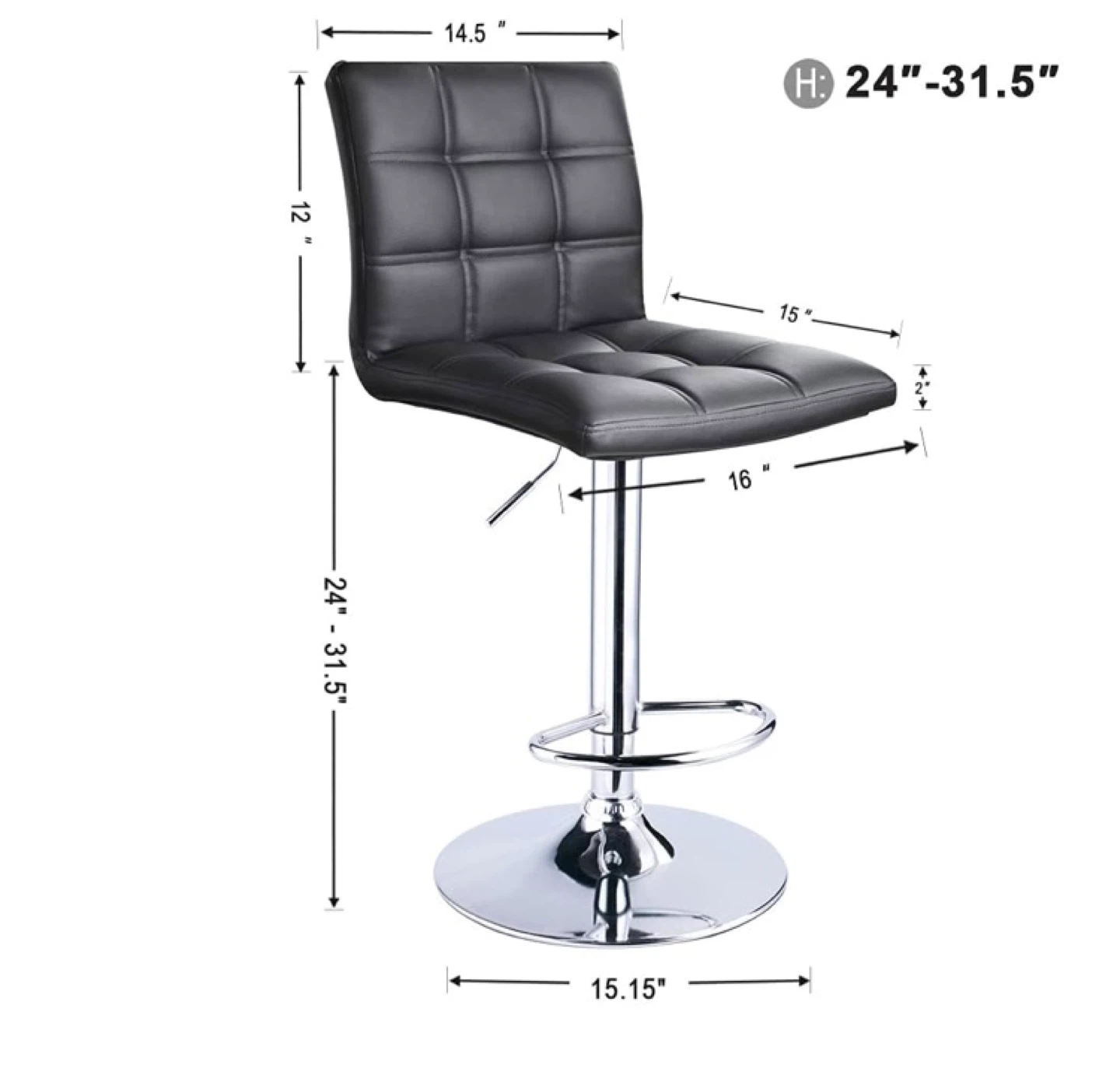Black Adjustable Height Bar Stool - photo 2