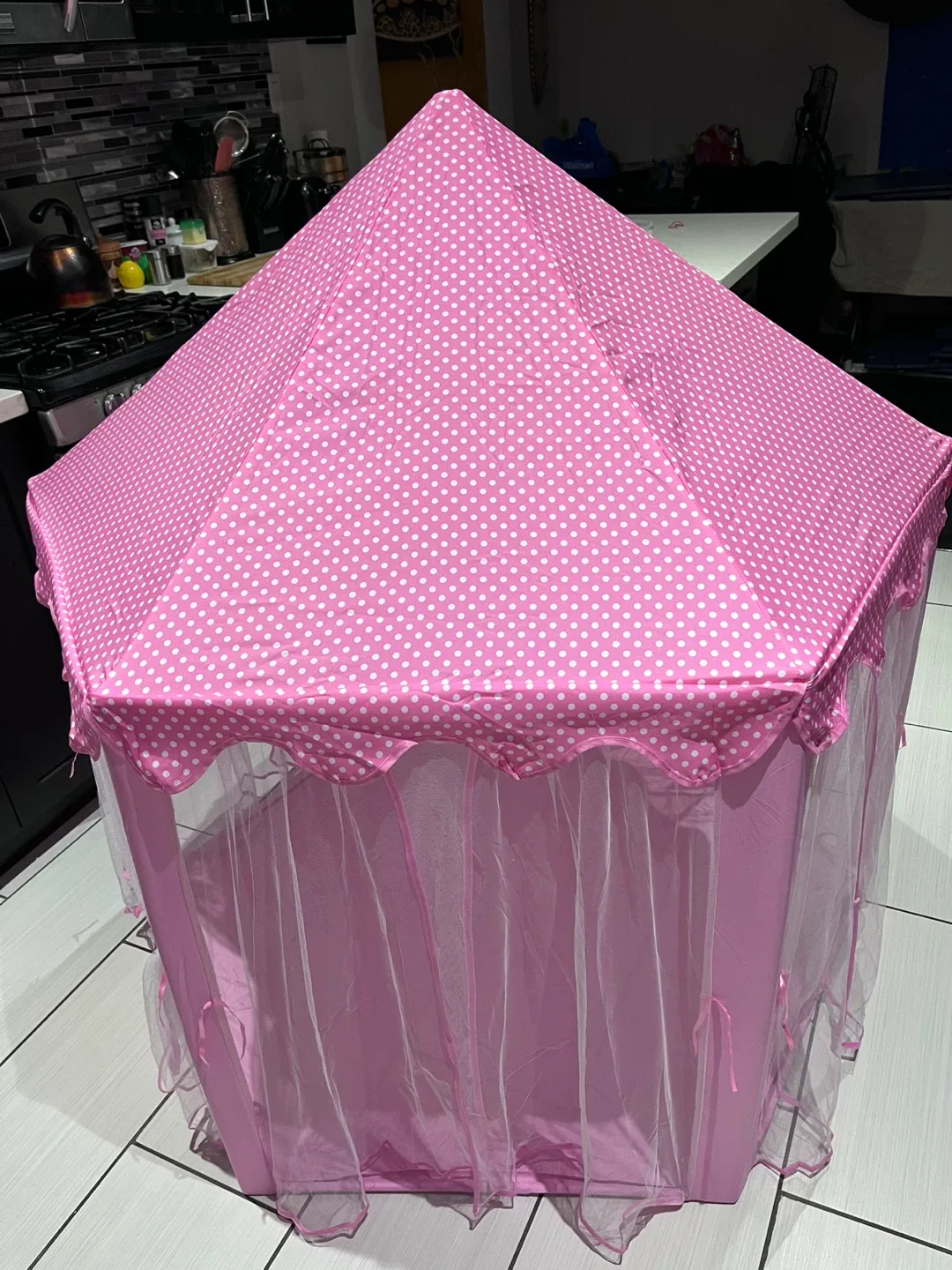 Pink Polka Dot Kids Play Tent image indicator(2)