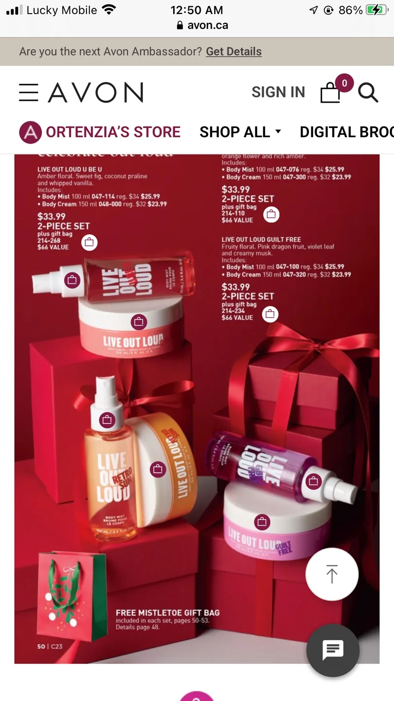 Avon Live Out Loud 2-Piece Set with Gift Bag