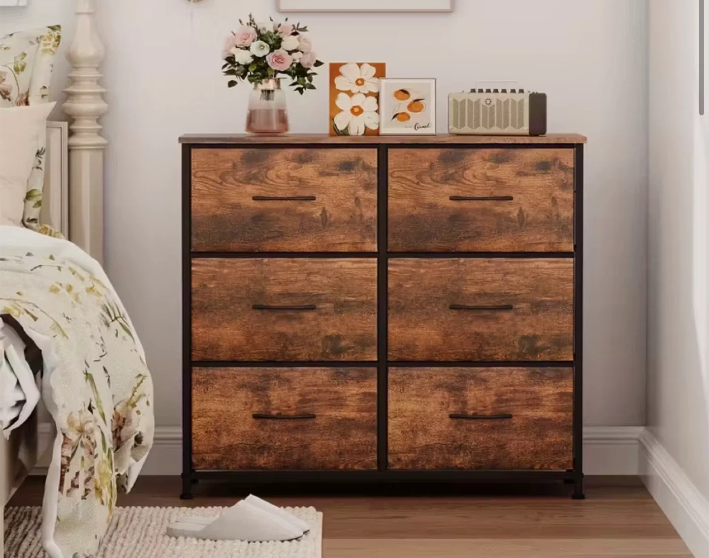 6-Drawer Brown Wood Grain Dresser