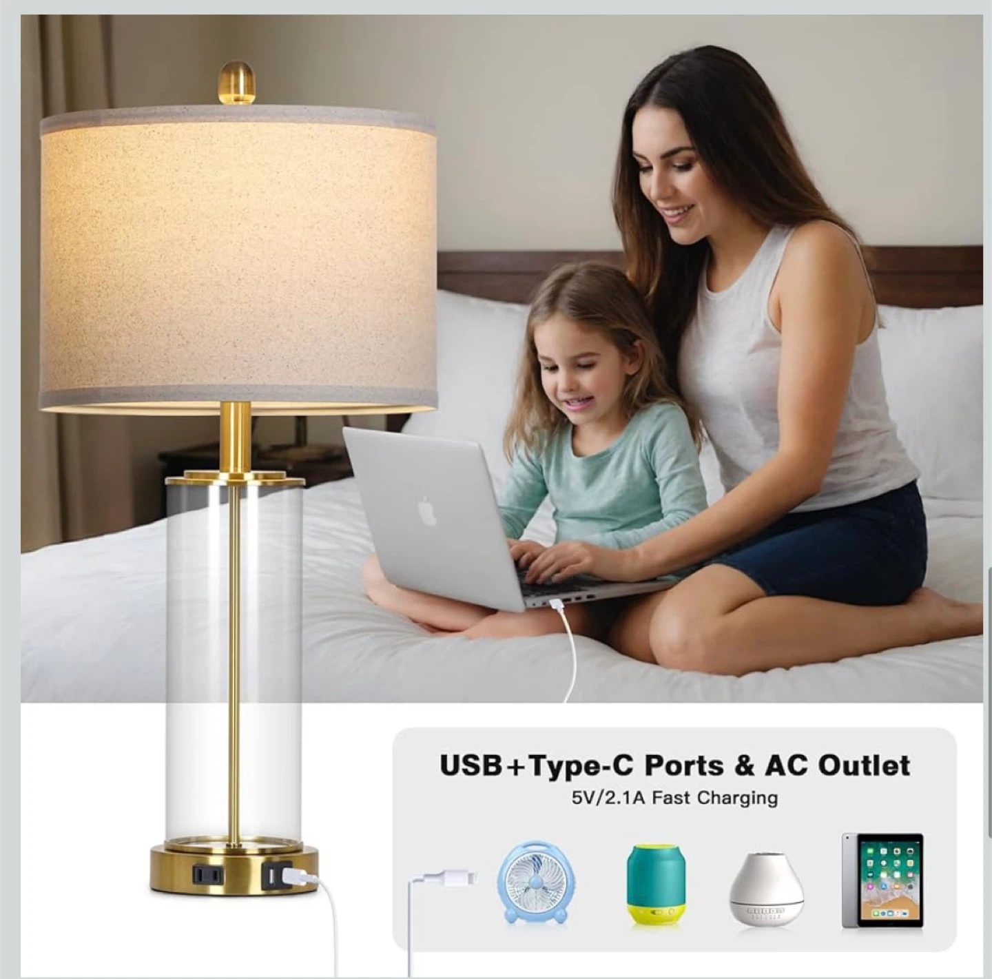 Table Lamps with USB Ports - Set of 2 - photo 4