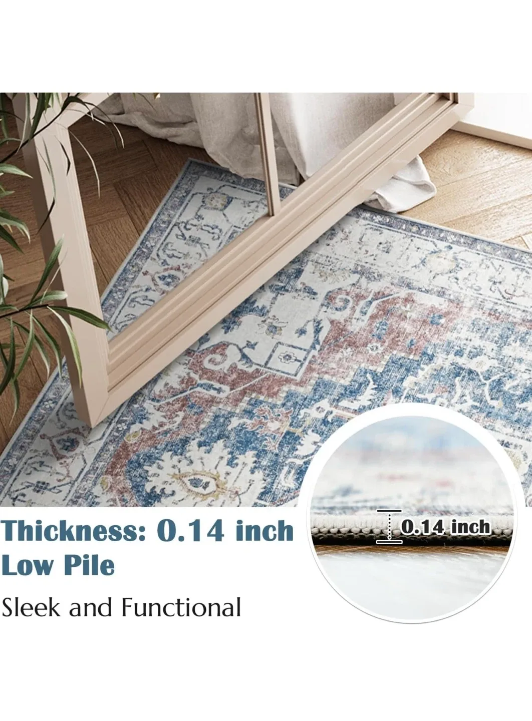 jinchan Area Rug 8x10 Washable Vintage Rug image indicator(5)