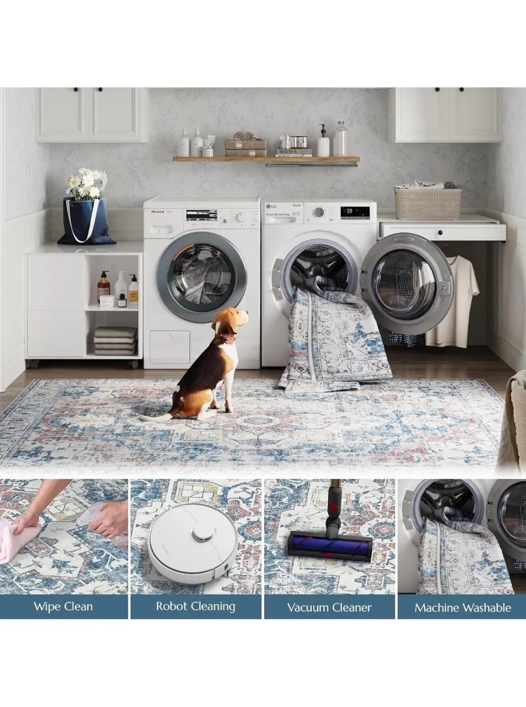 jinchan Area Rug 8x10 Washable Vintage Rug image indicator(7)