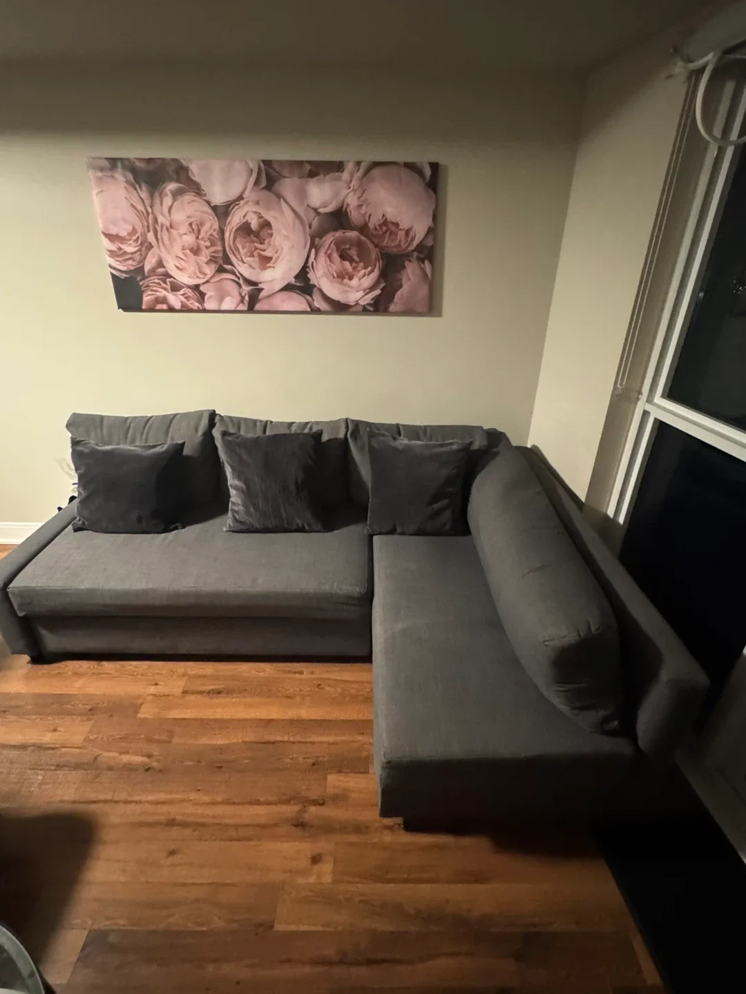 Dark Grey Ikea Sectional Sofa-Bed with Storage image indicator(4)