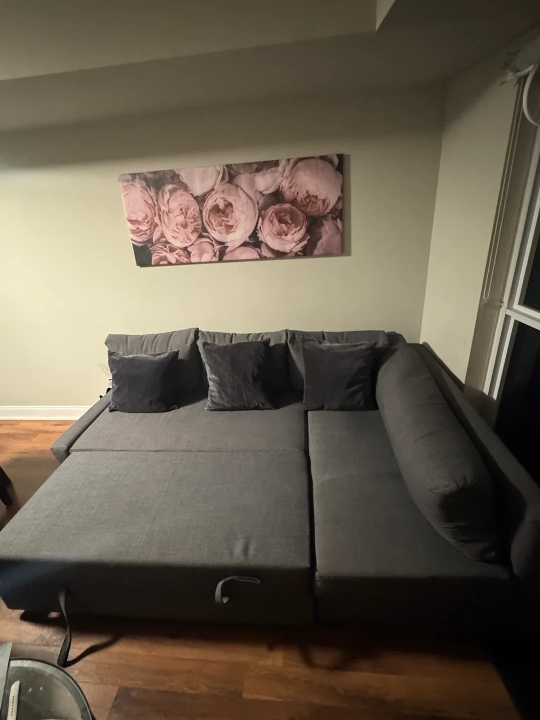 Dark Grey Ikea Sectional Sofa-Bed with Storage image indicator(3)