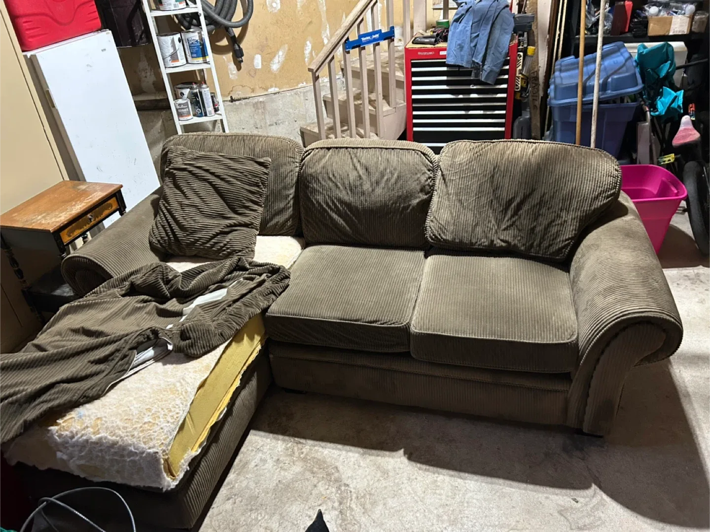 Brown Corduroy Sectional Sofa