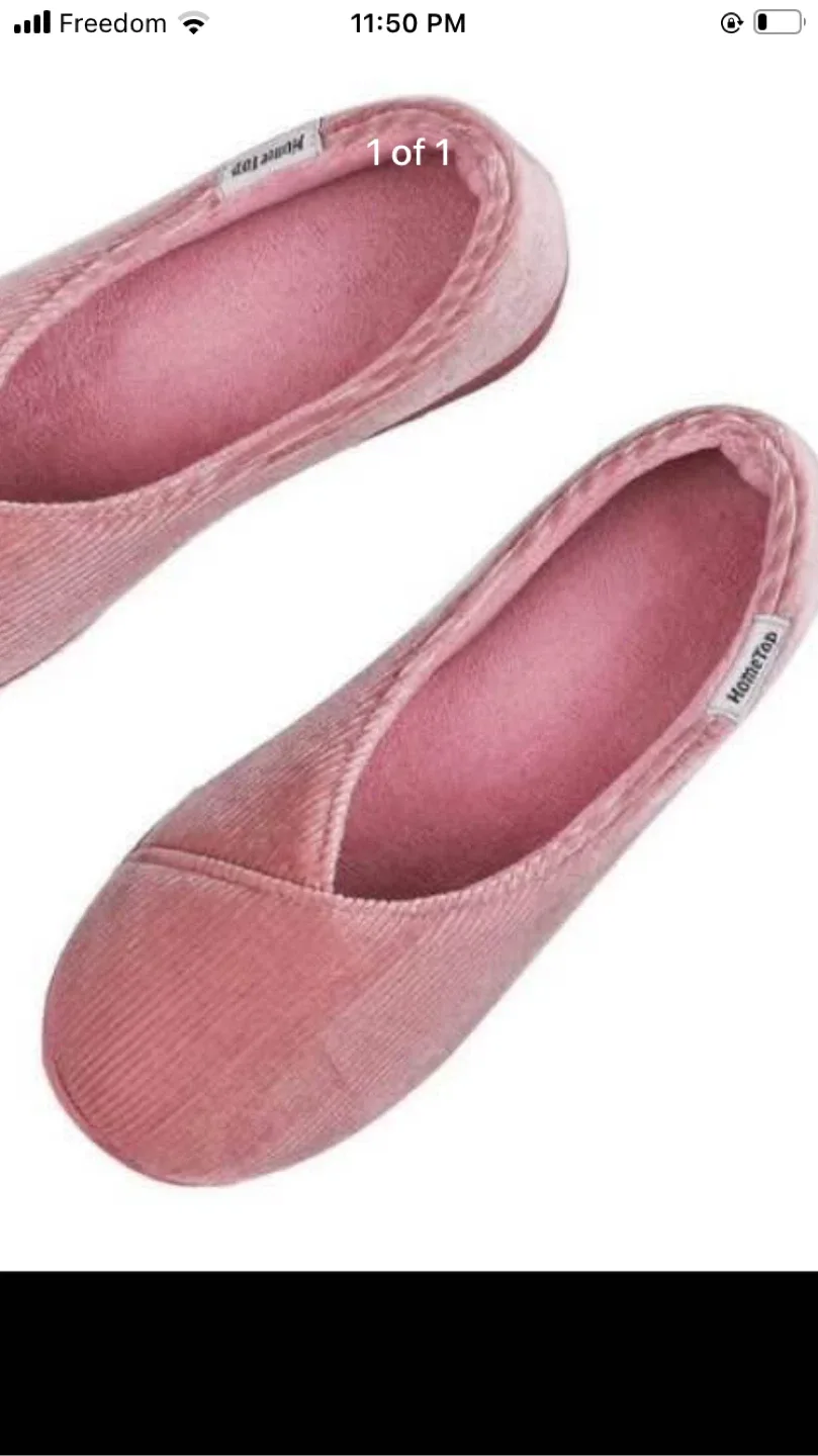 HomeTop Pink Corduroy Slippers size 6
