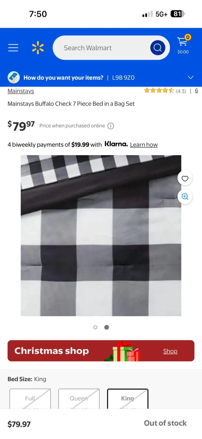 Mainstays Buffalo Check King Bed-in-a-Bag Set image indicator(2)