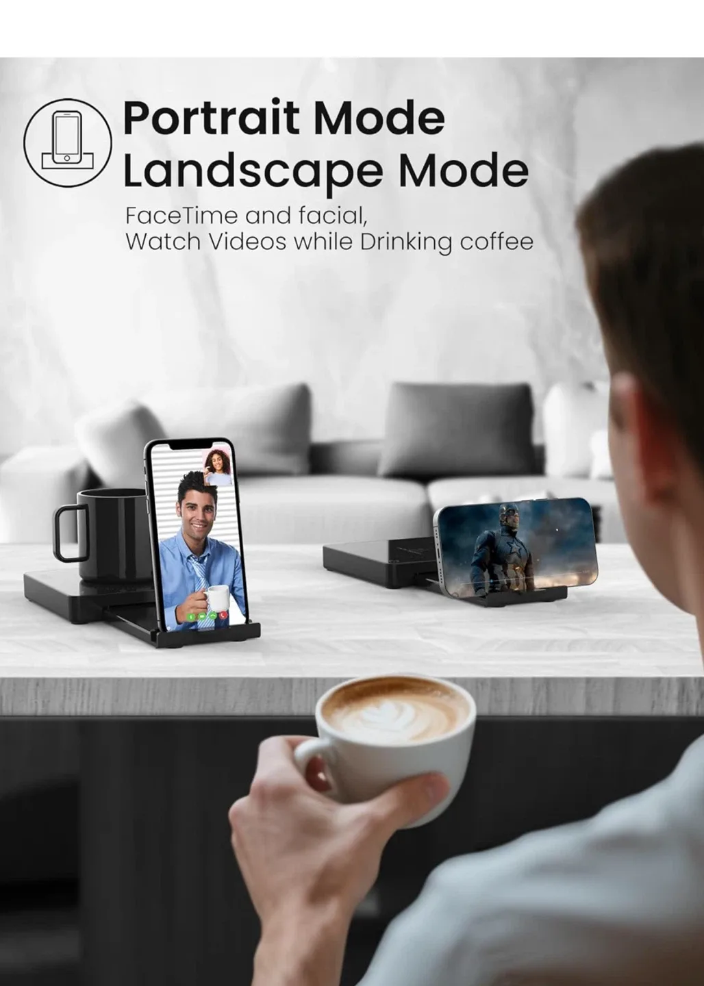 Coffee Mug Warmer with 15W Fast Wireless Charger image indicator(7)