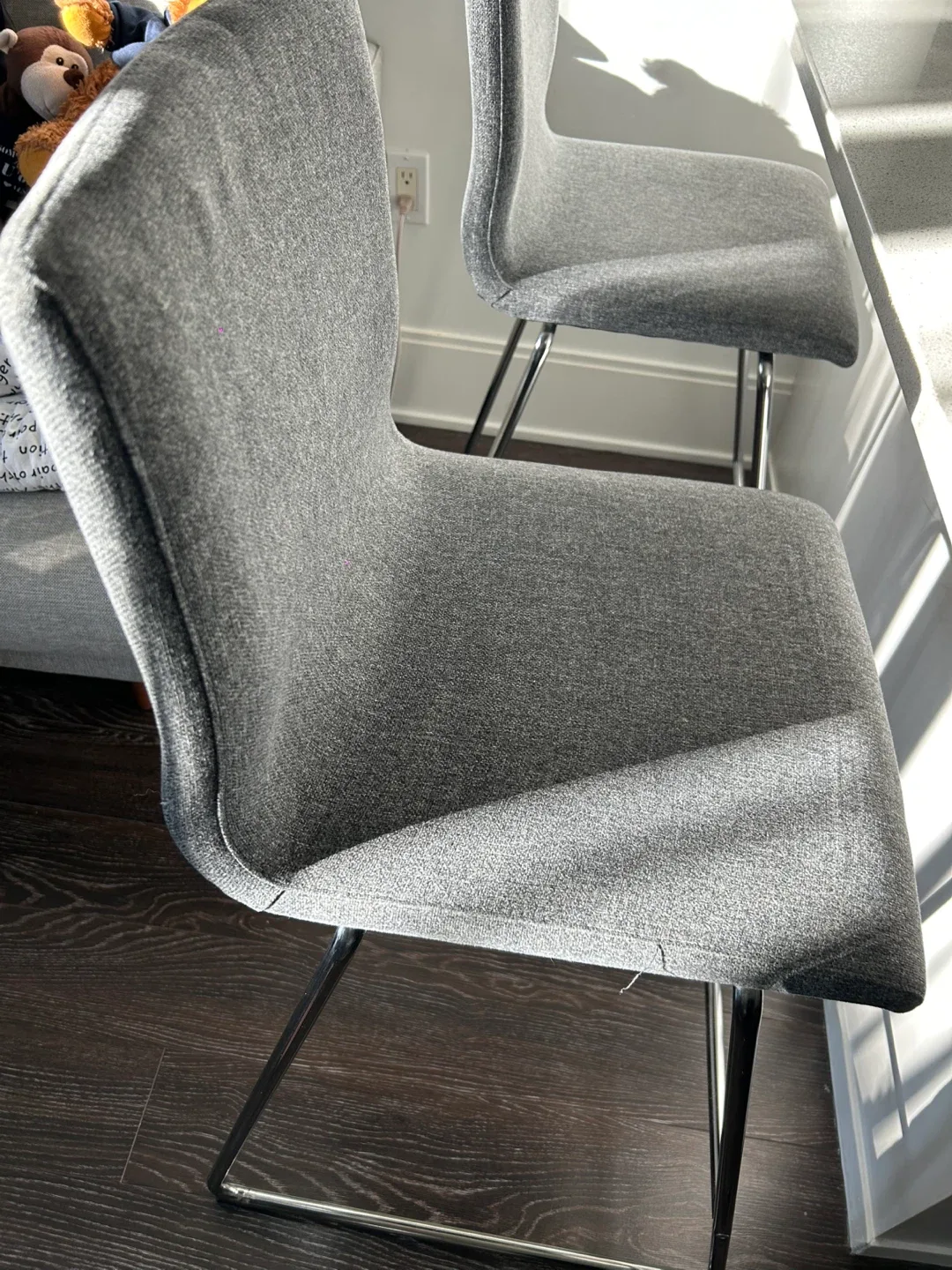 Grey Upholstered Bar Stools set of 2 image indicator(3)