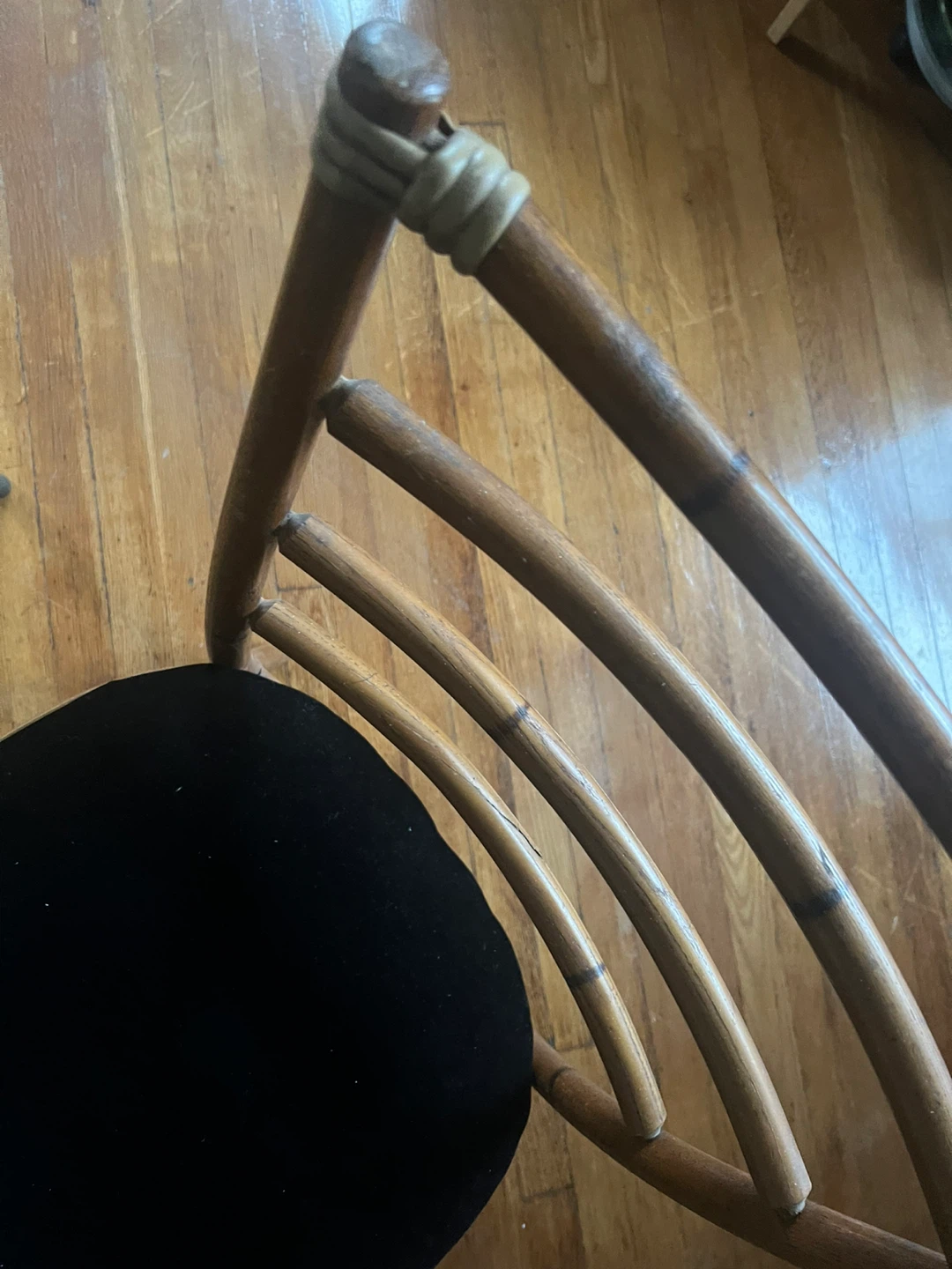 Set of 2 Bamboo Chairs with Black Velvet Seats - photo 3