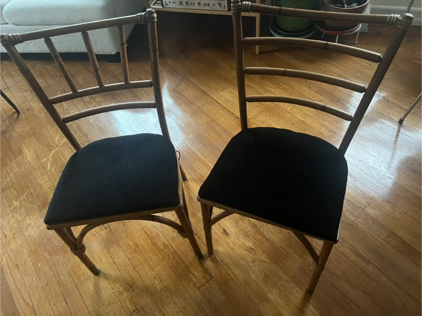 Set of 2 Bamboo Chairs with Black Velvet Seats image indicator(2)