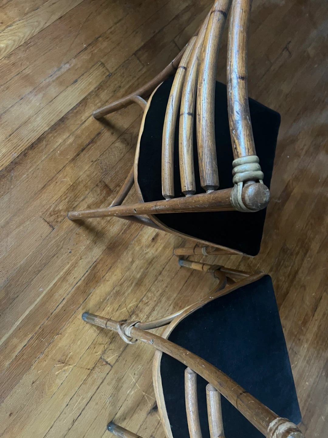 Set of 2 Bamboo Chairs with Black Velvet Seats - photo 4