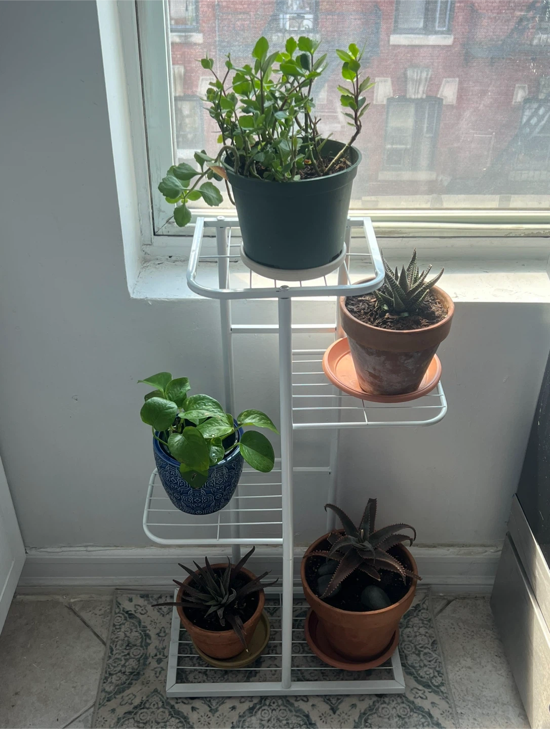 White Metal Plant Stand - Indoor/Outdoor