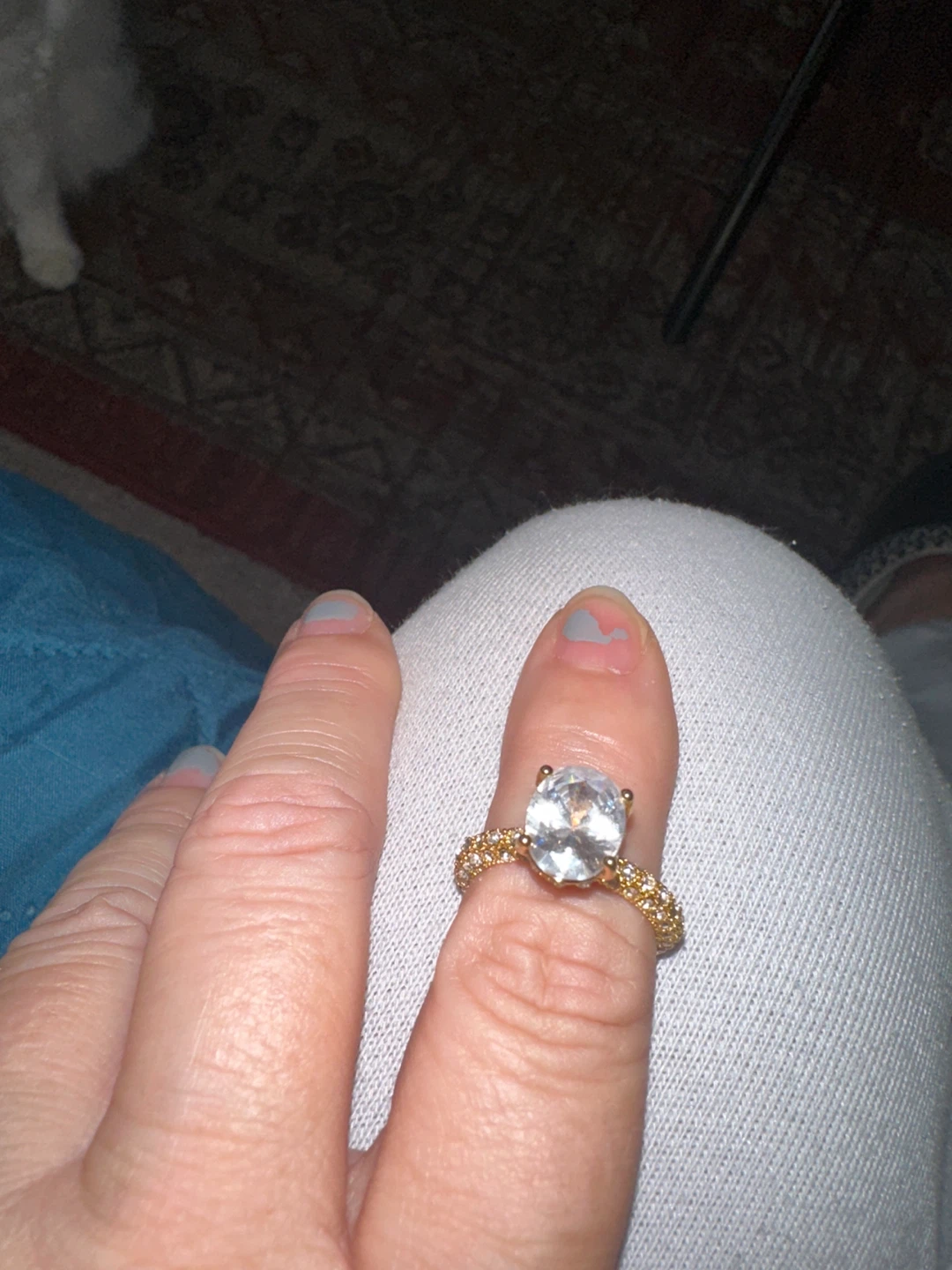 Gold Ring with White Stone