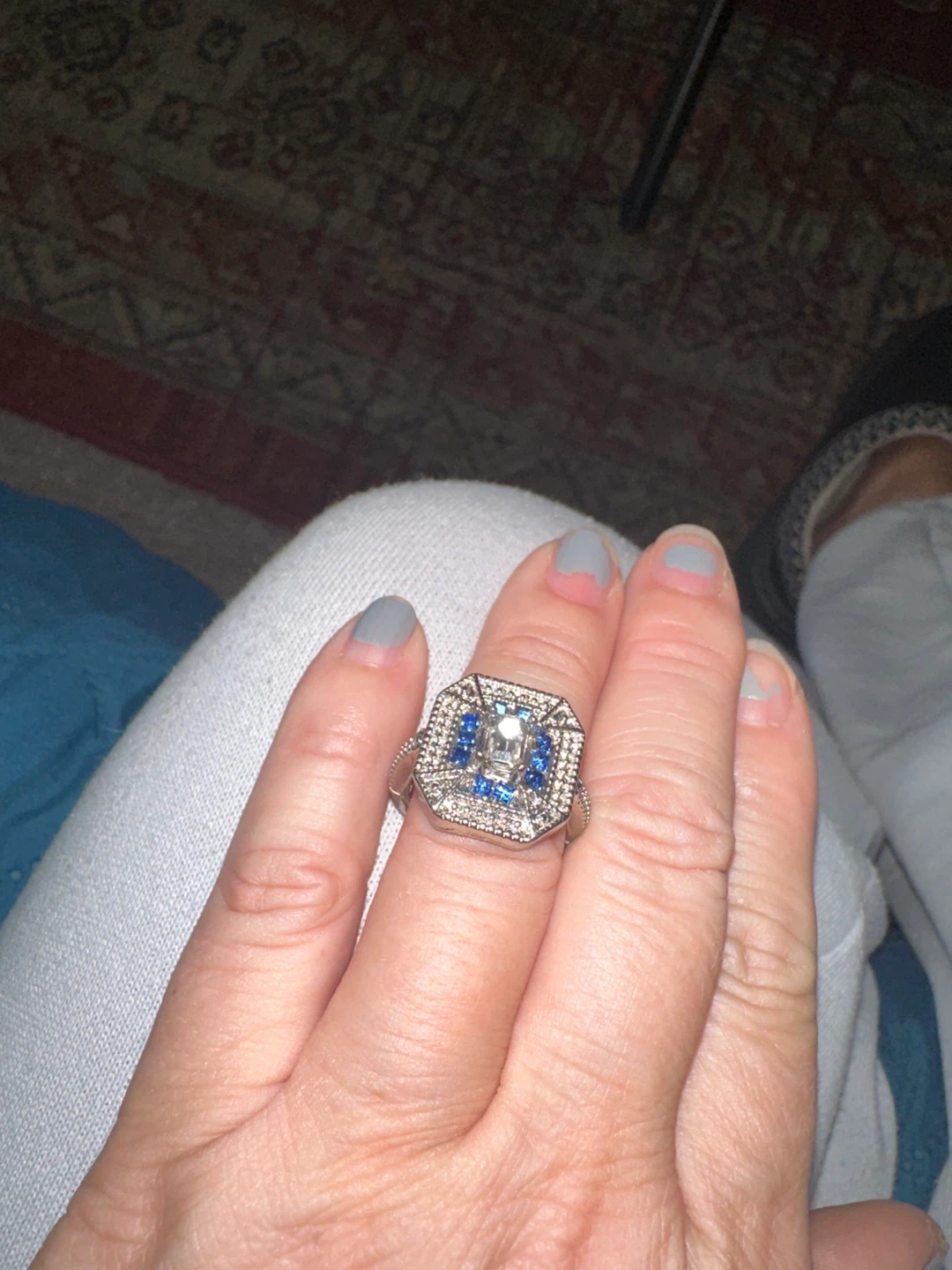 Silver and Blue Gemstone Ring