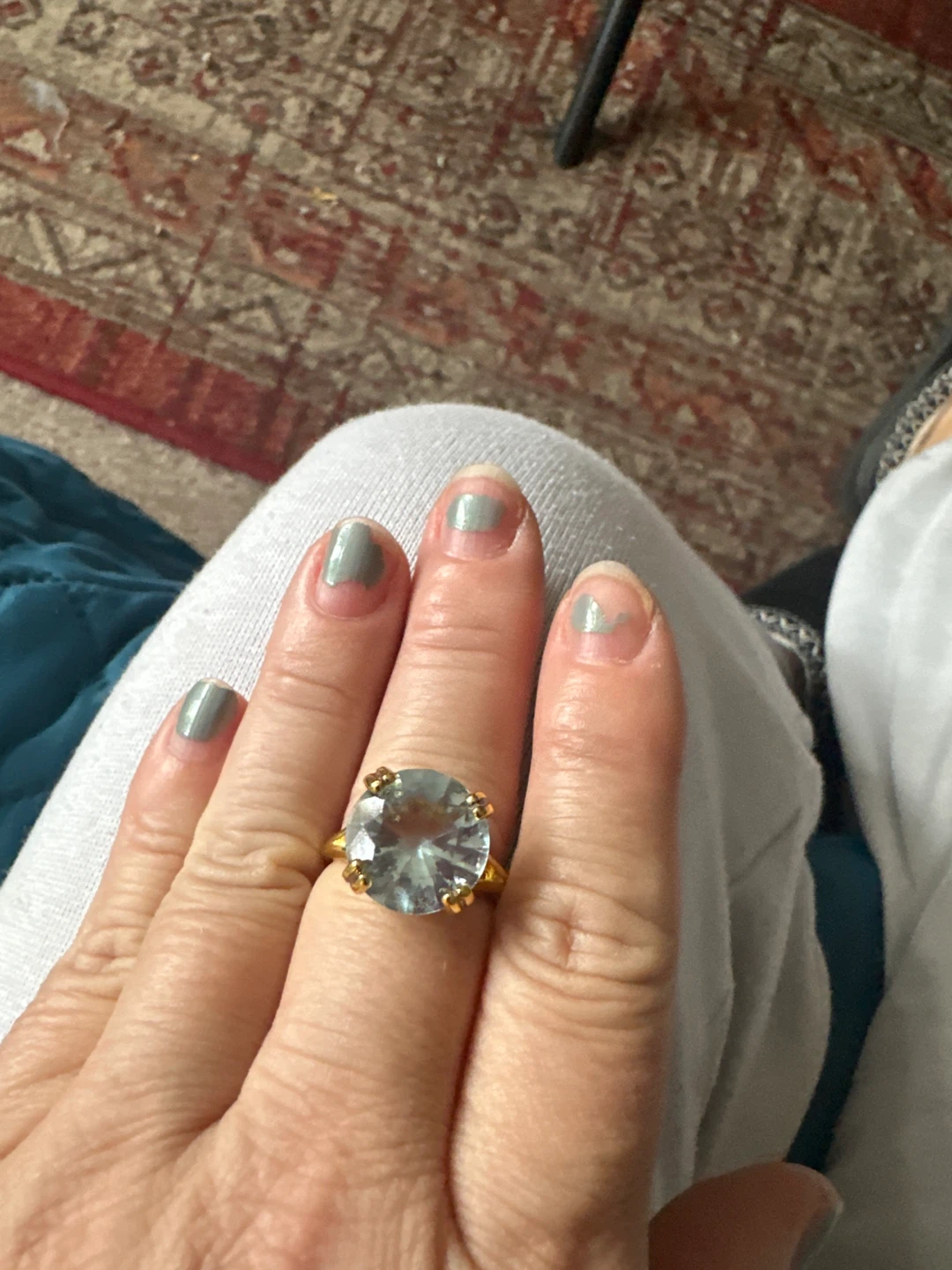 Gold Ring with Large Blue Stone