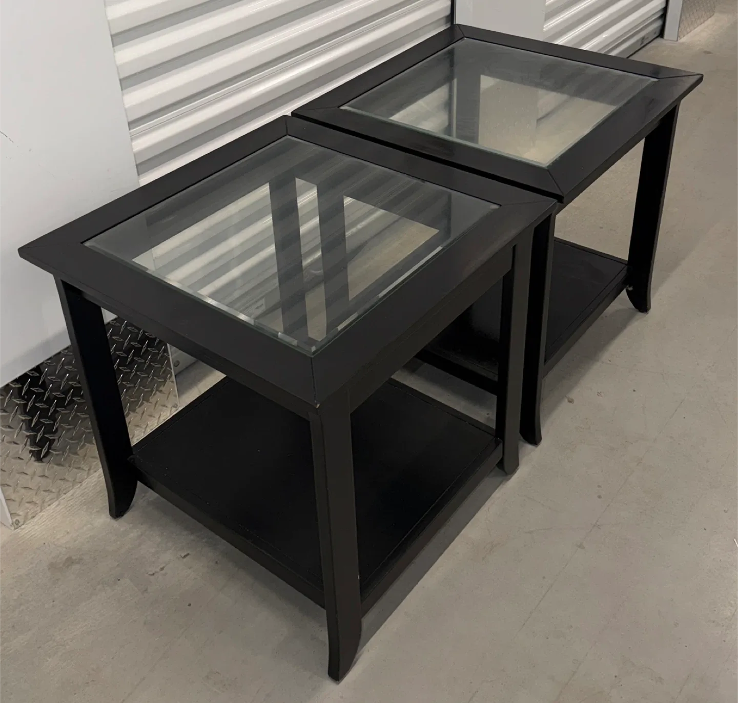 Black Glass-Top End Tables (Set of 2) image indicator(3)