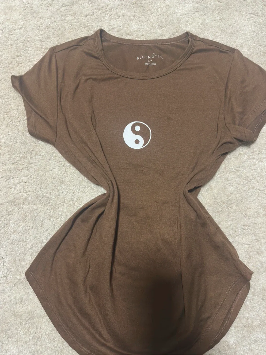 Bluenotes Brown Yin Yang Graphic Tee - Size S thumbnail