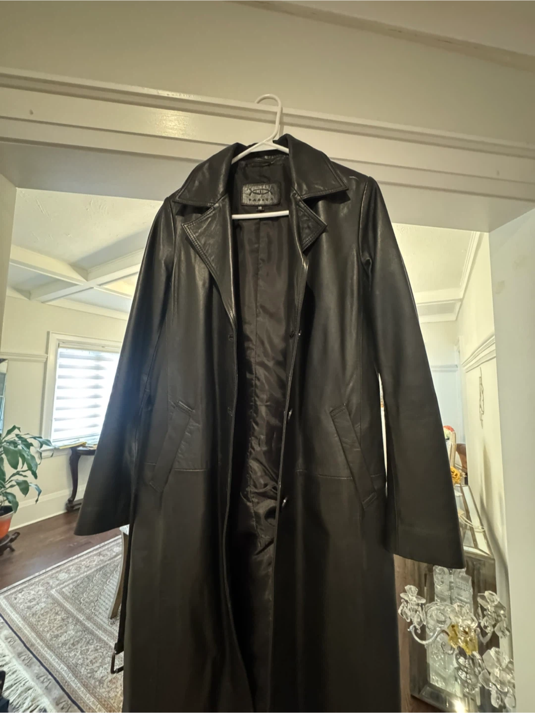 Danier Black Leather Trench Coat - Size S/XS - photo 2