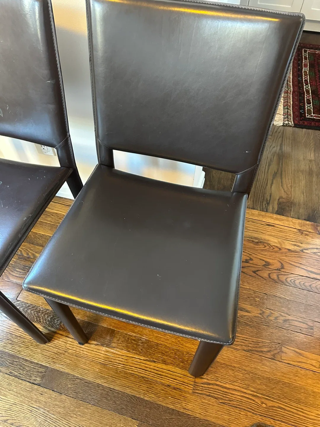 Brown Room & Board Leather Dining Chairs - Set of six image indicator(4)