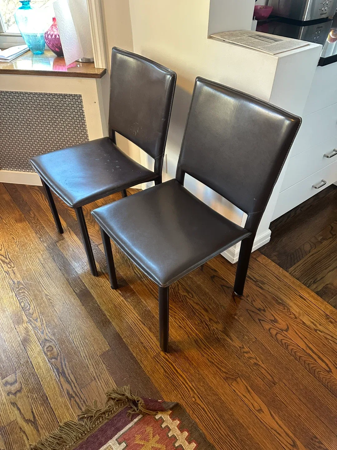 Brown Room & Board Leather Dining Chairs - Set of six image indicator(3)