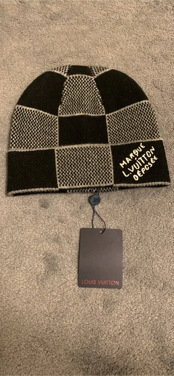 Louis Vuitton Damier Beanie - Black/Grey, New with Tags!