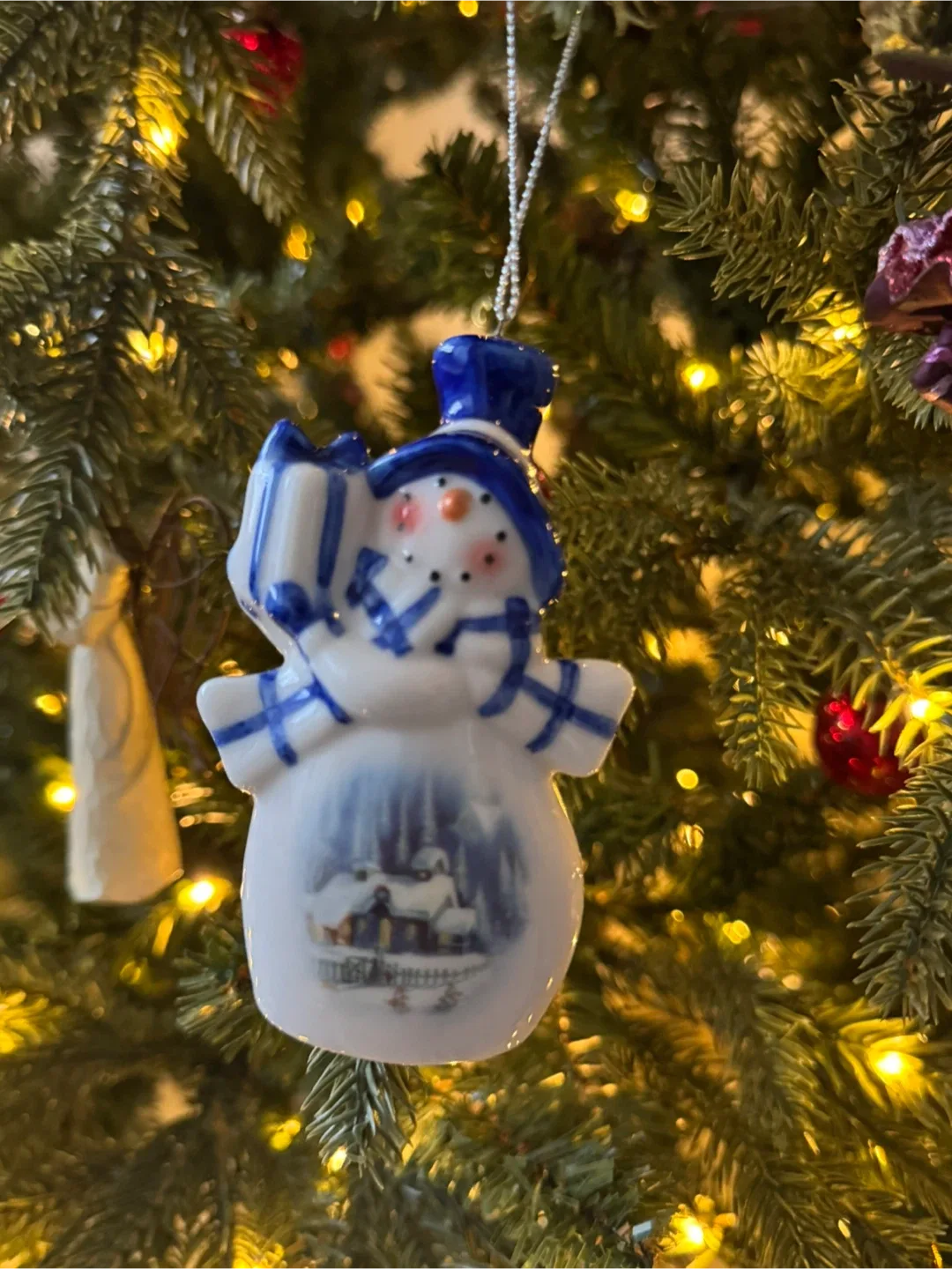 Snowman Christmas Ornament Set, Ceramic