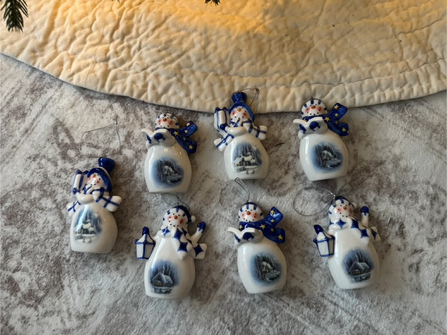 Snowman Christmas Ornament Set, Ceramic image indicator(8)