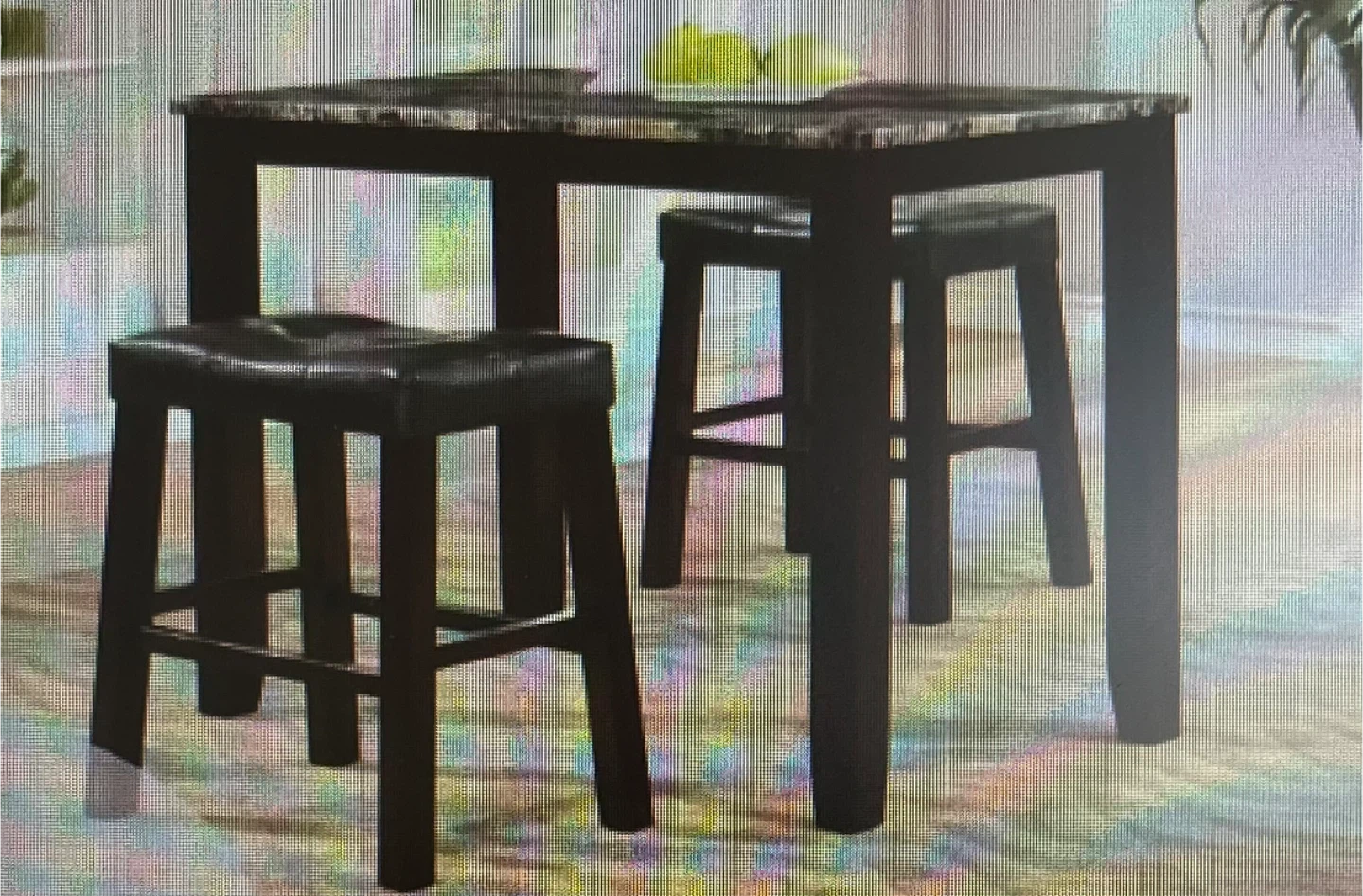 Dark Brown Bar Table with Two Stools