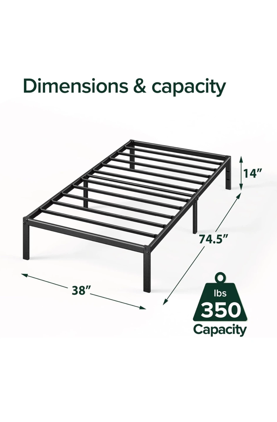 Twin Size Metal Platform Bed Frame