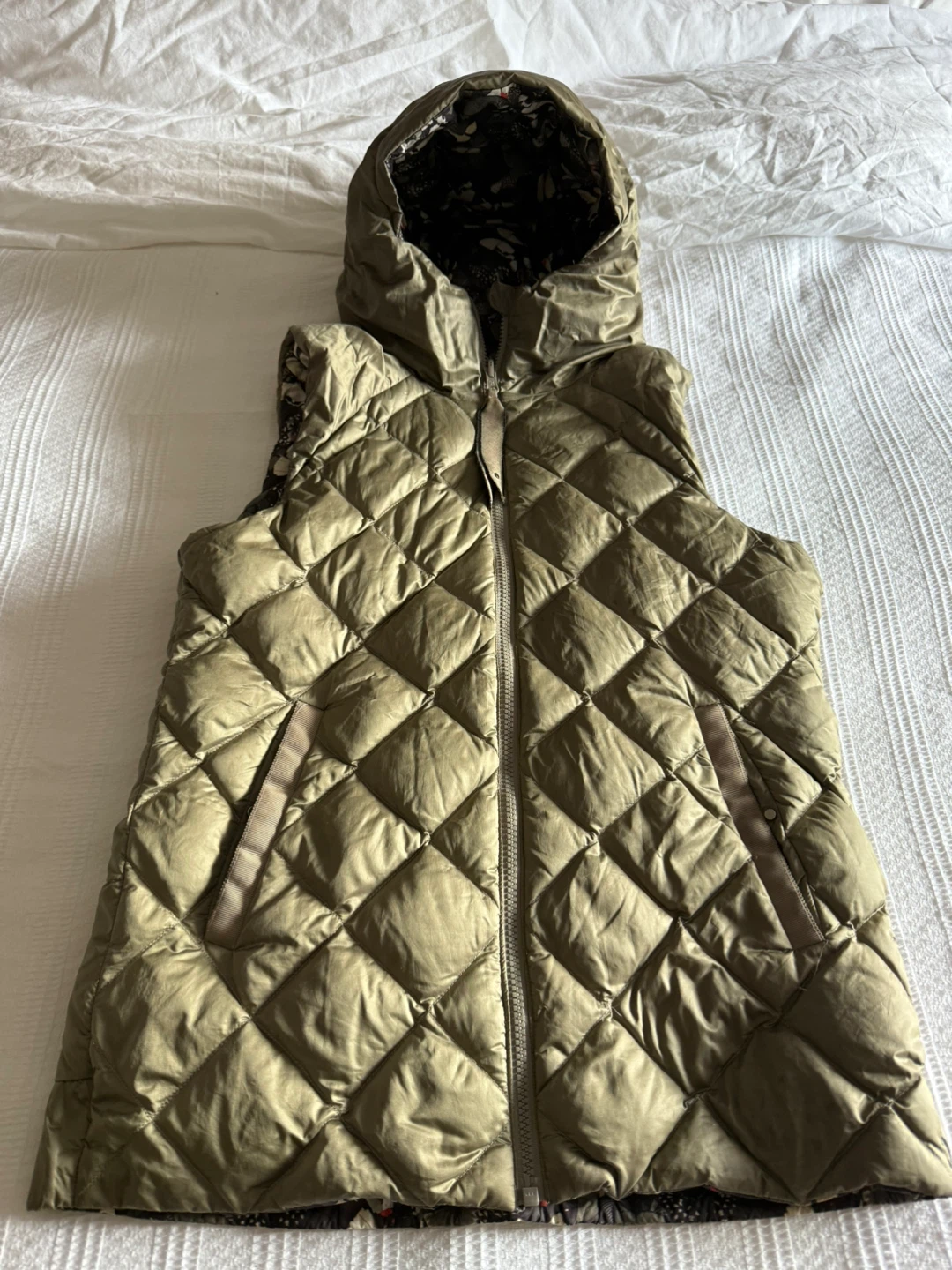Lululemon Reversible Olive Green Hooded Puffer Vest