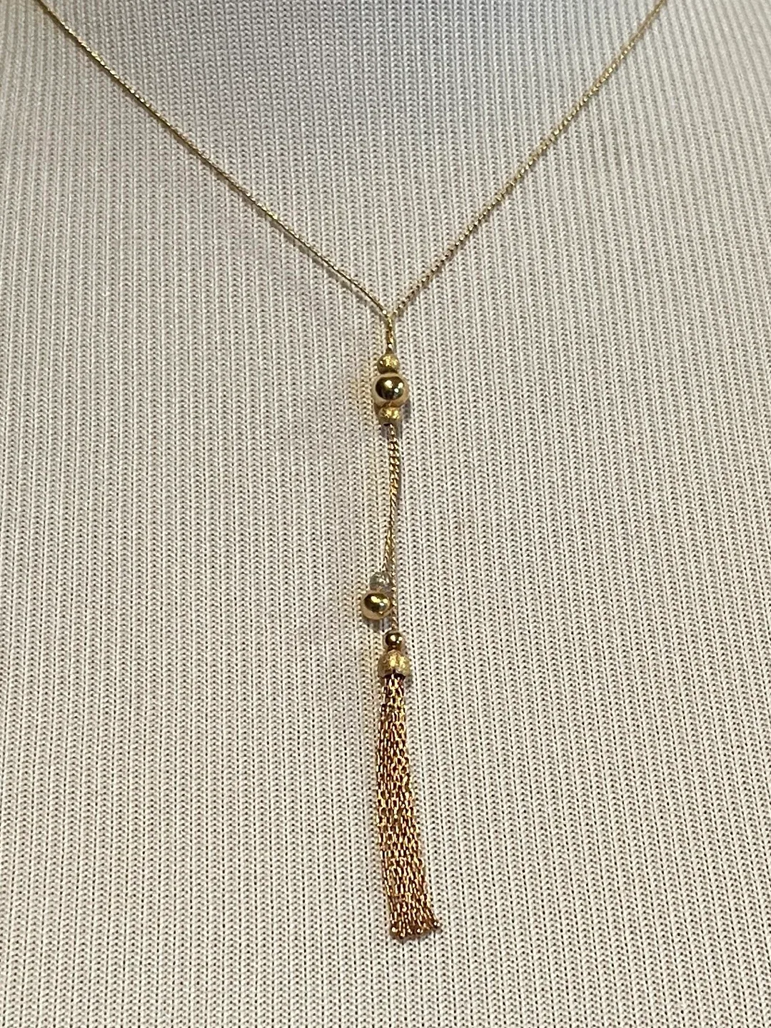 18k Gold Tassel Necklace from Italy image indicator(2)