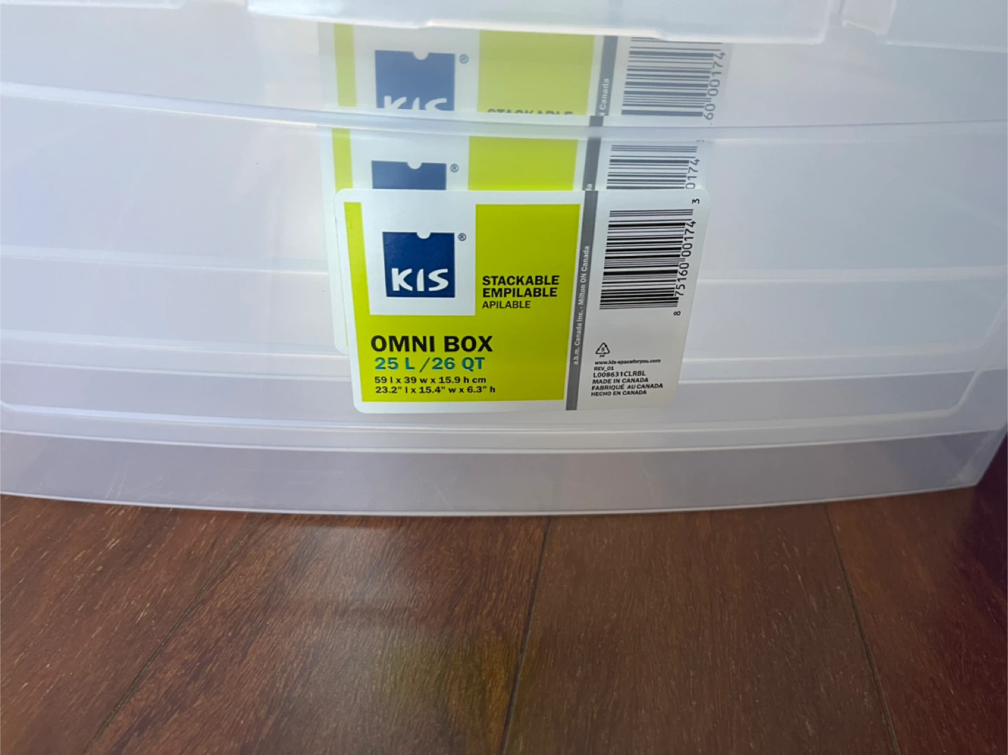 Like New (3) 25 L Stackable Storage Box’s - photo 4