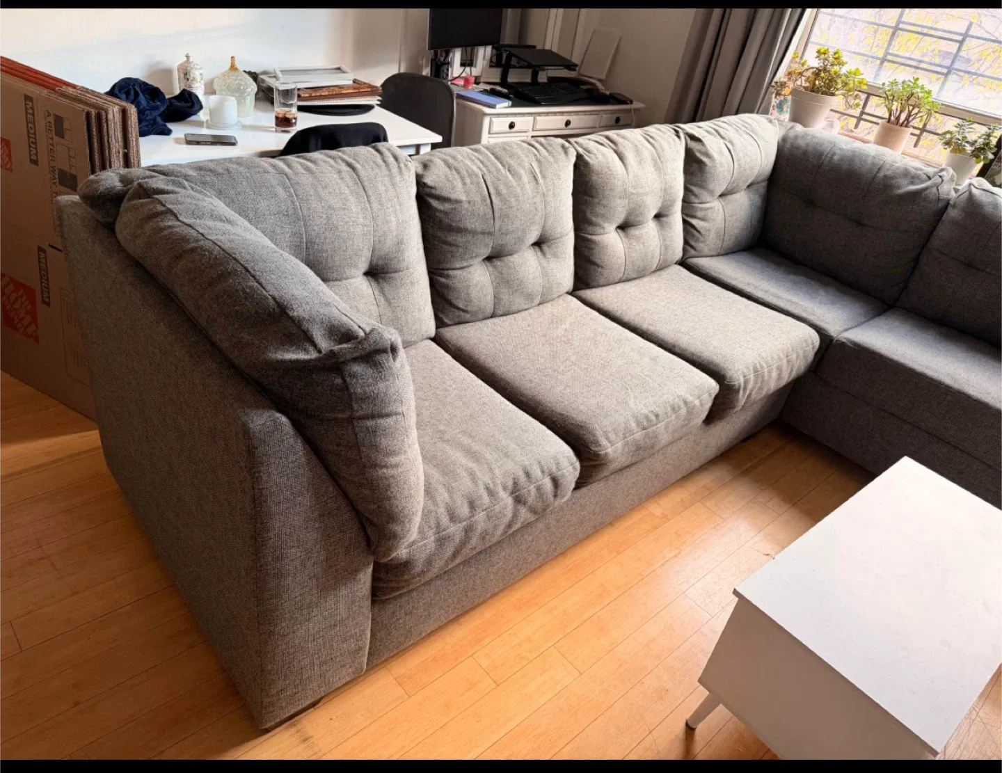 (ASK ME ABOUT DELIVERY) Charcoal Grey Sectional Couch image indicator(2)
