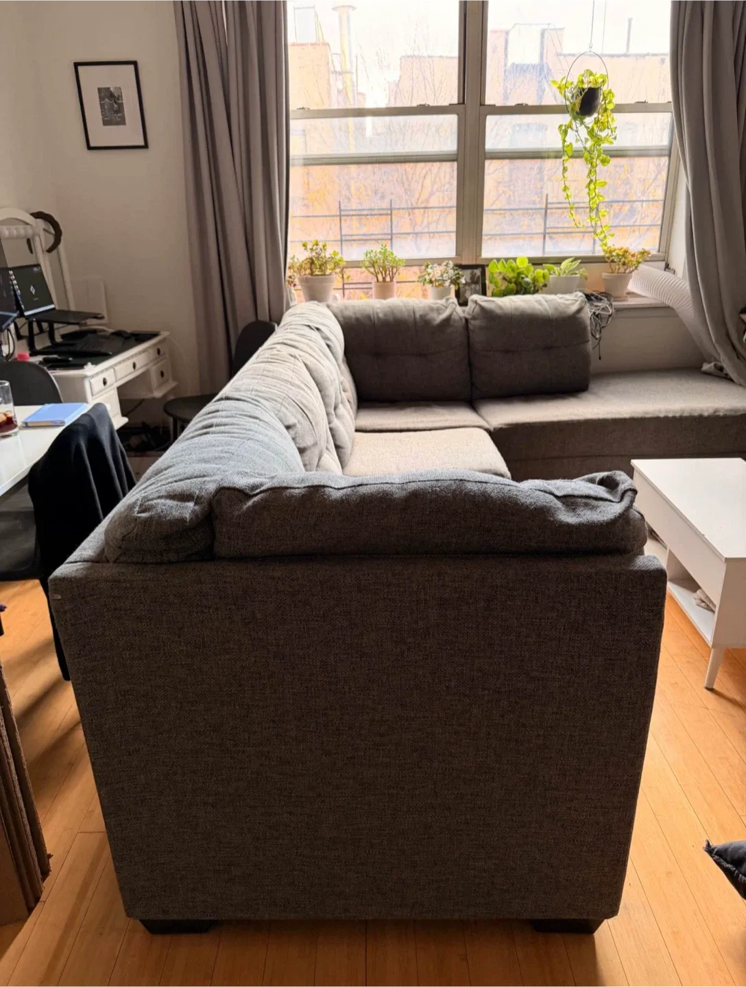 (ASK ME ABOUT DELIVERY) Charcoal Grey Sectional Couch image indicator(3)