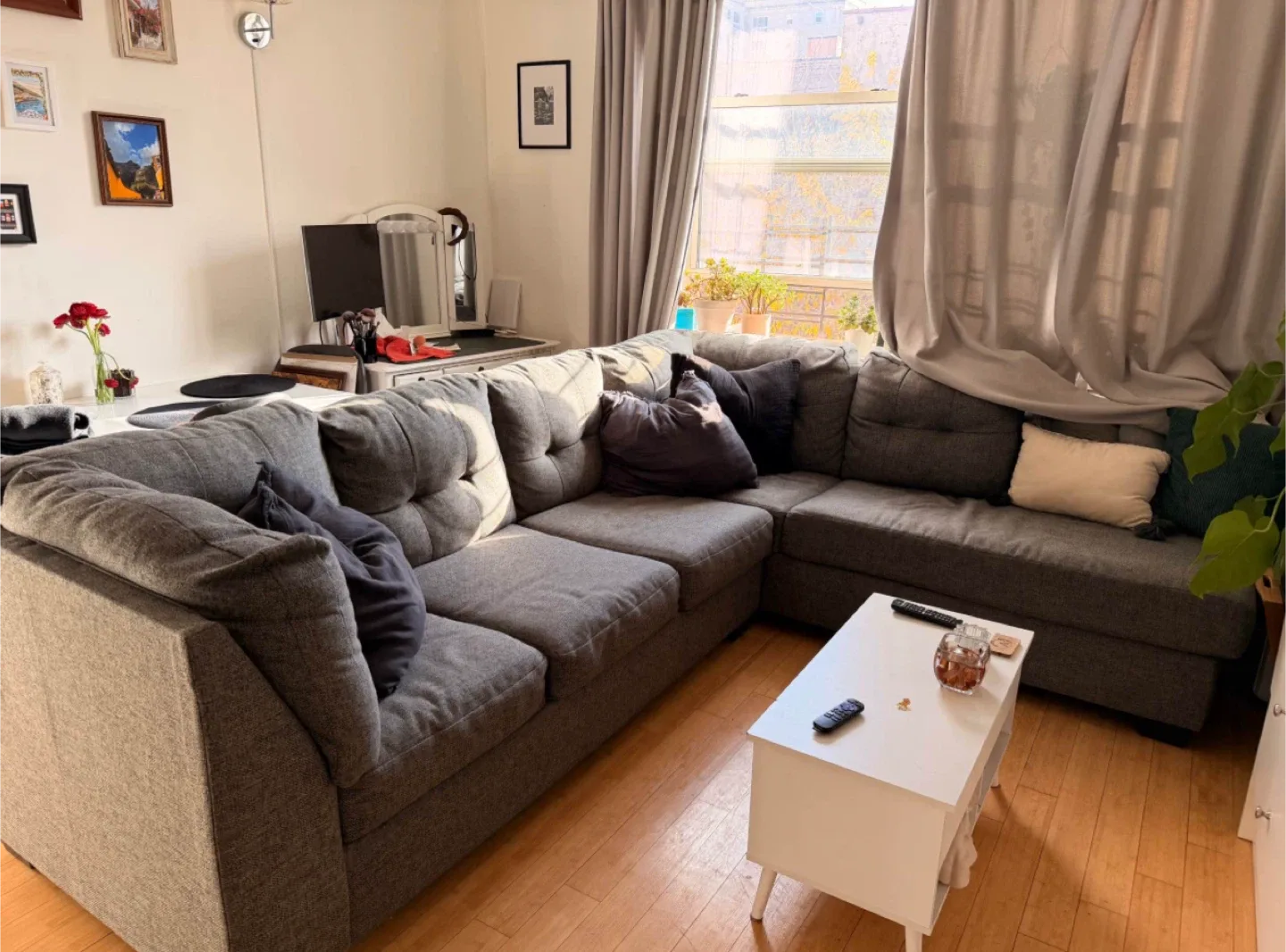 (ASK ME ABOUT DELIVERY) Charcoal Grey Sectional Couch image indicator(8)