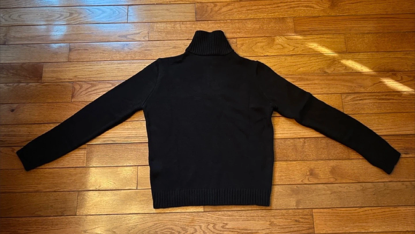 MAN Black Ribbed Zip Neck Top - Size S - photo 3