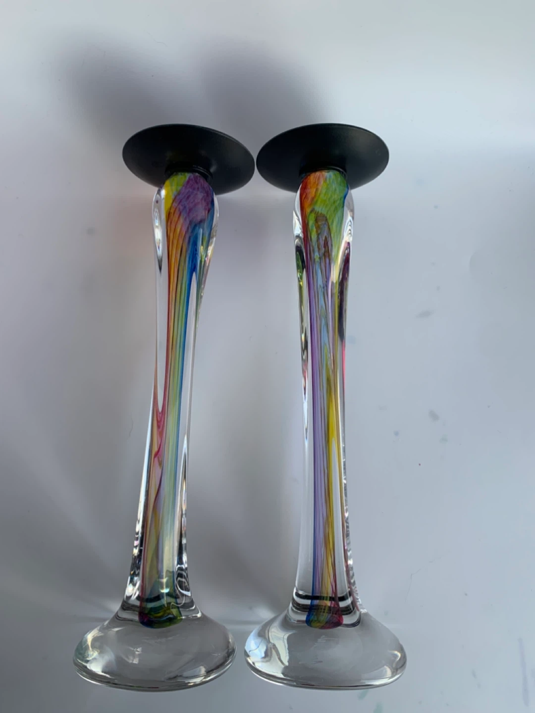 Pair of Jan Benda Glass Candlestick Holders - photo 3