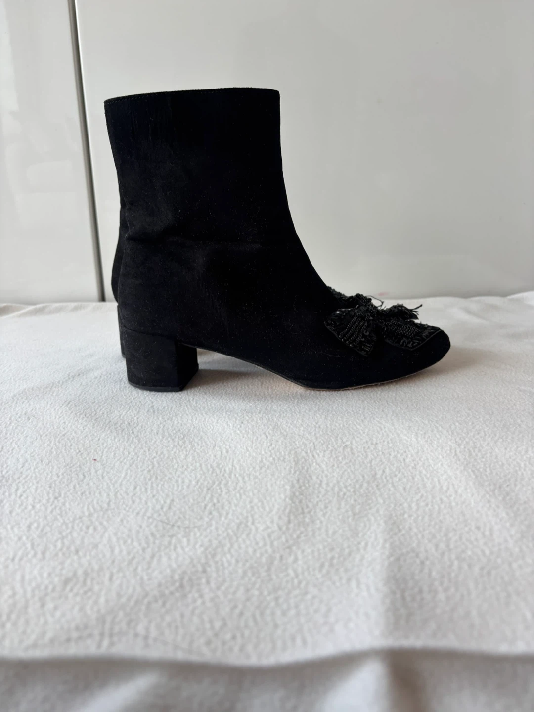 Zara Faux Suede Ankle Boots with Bow Detail - photo 3