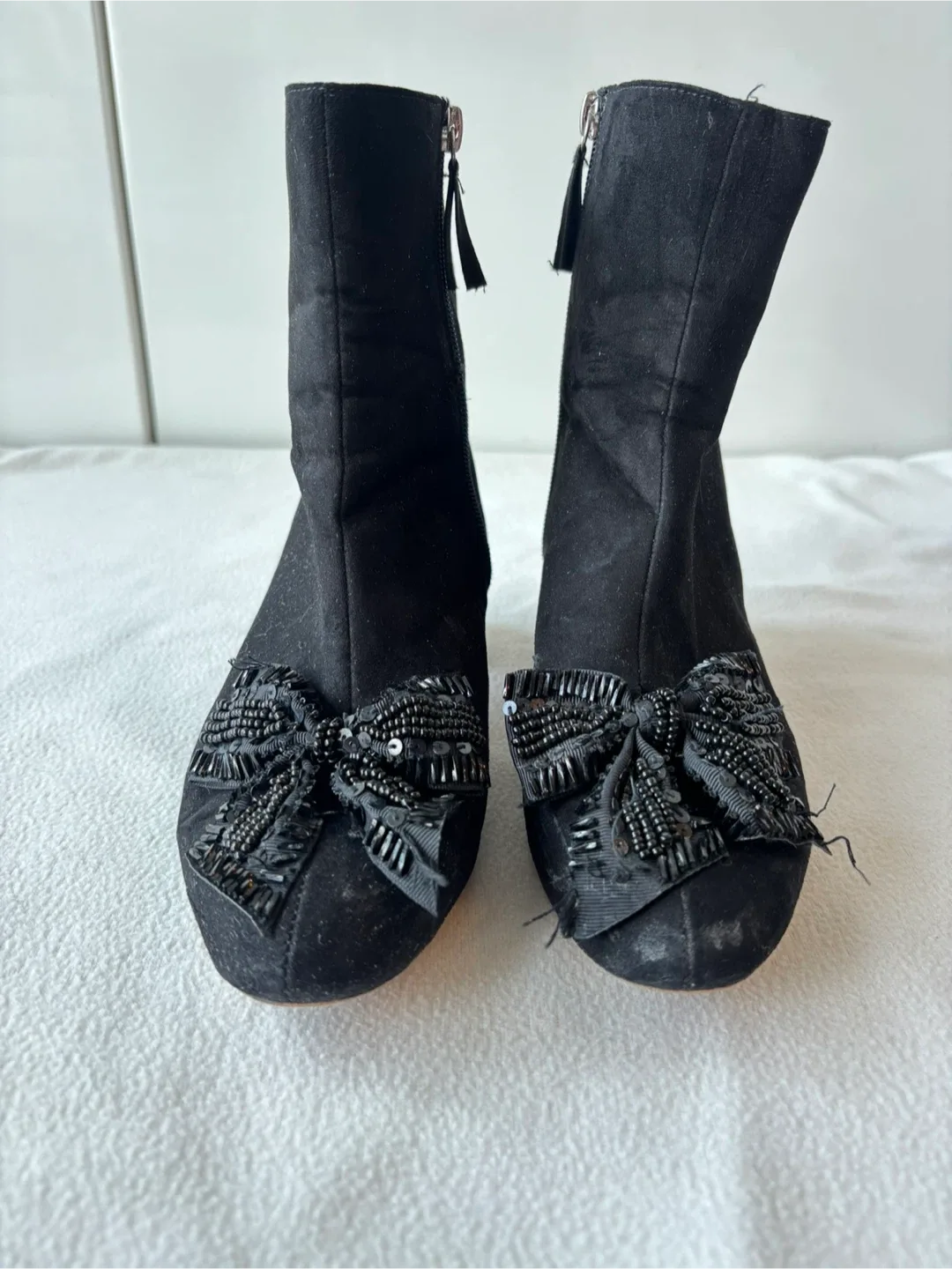 Zara Faux Suede Ankle Boots with Bow Detail image indicator(4)