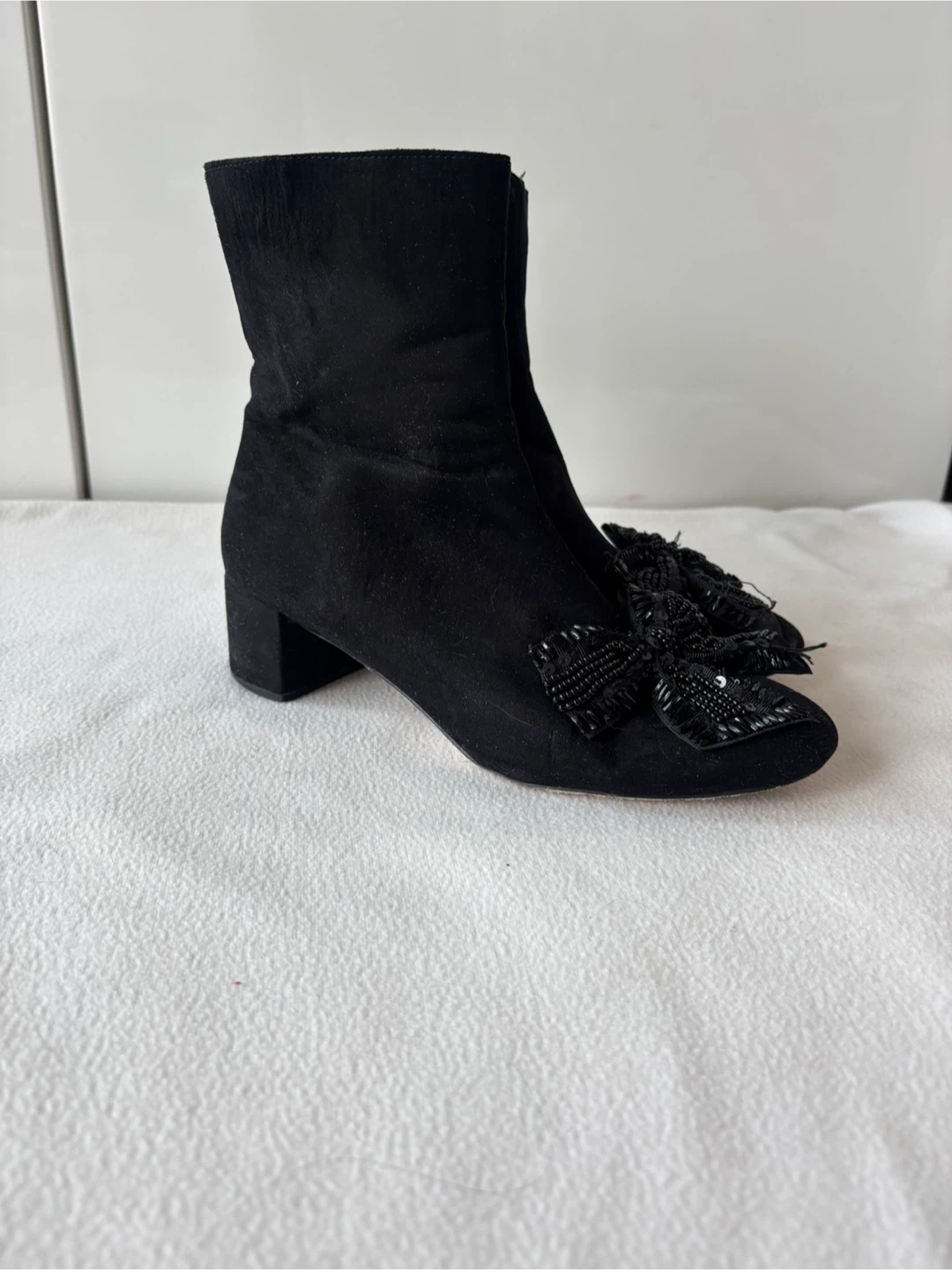 Zara Faux Suede Ankle Boots with Bow Detail - photo 2