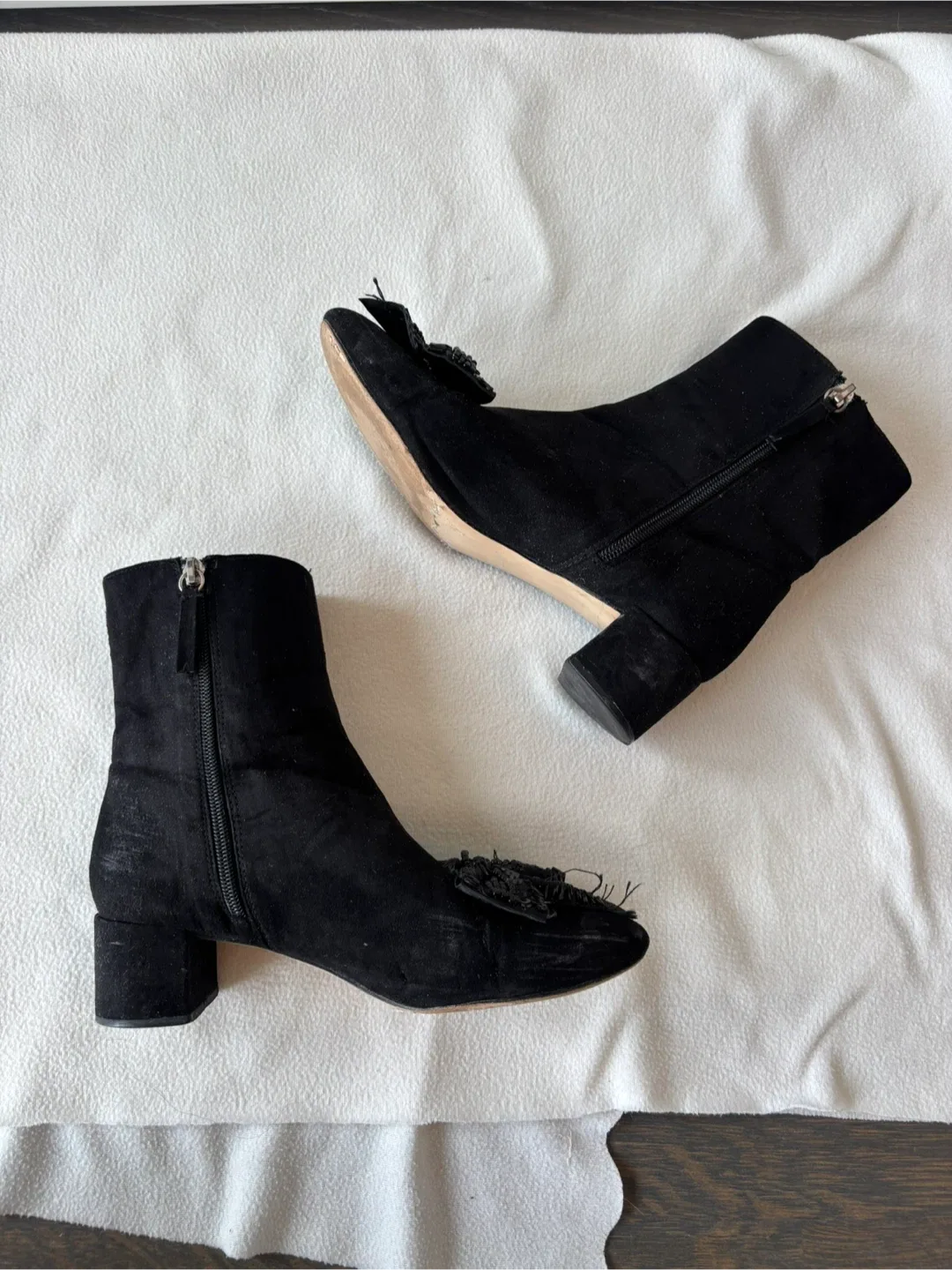 Zara Faux Suede Ankle Boots with Bow Detail image indicator(8)