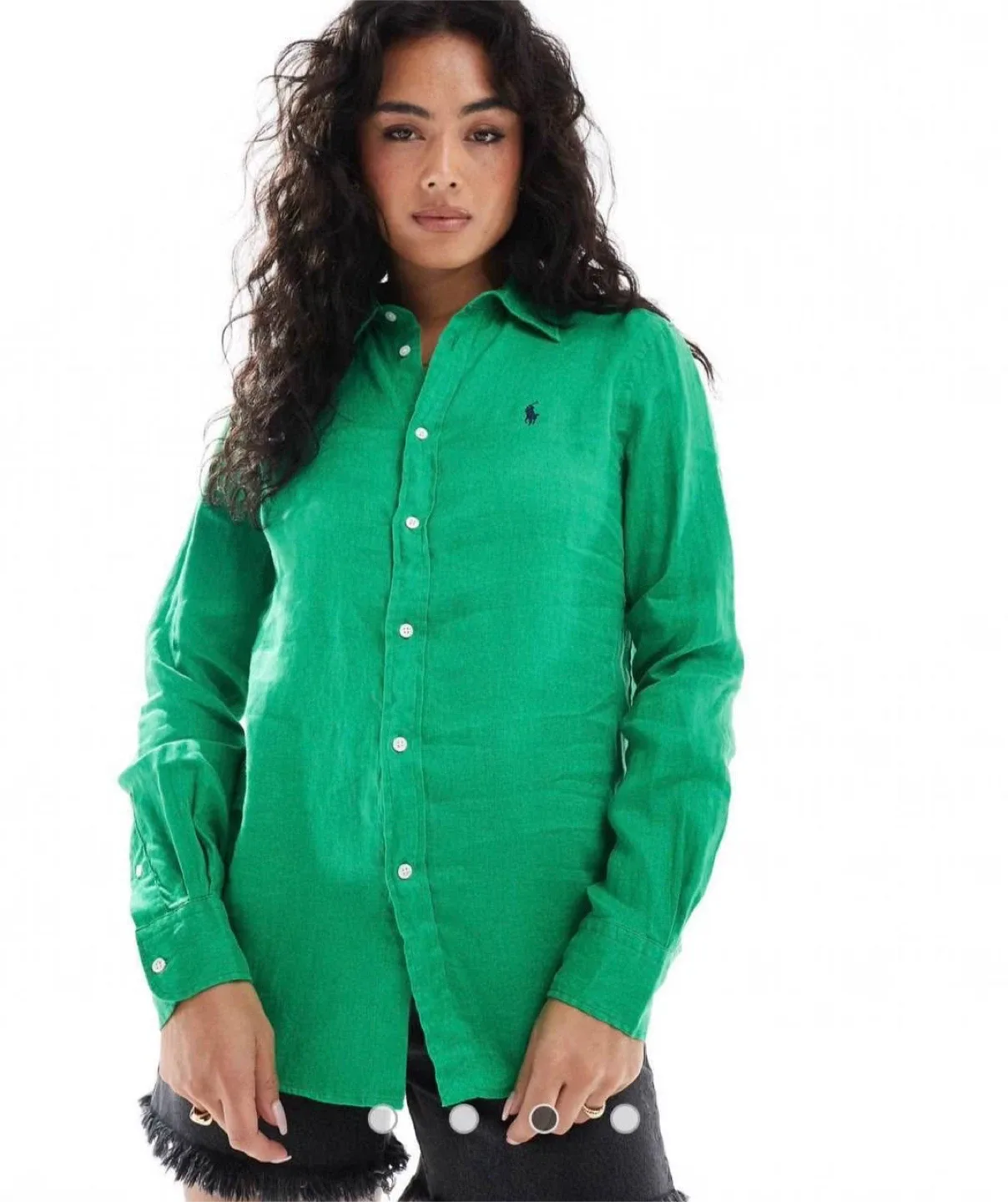 Polo Ralph Lauren linen shirt with logo,green XL thumbnail