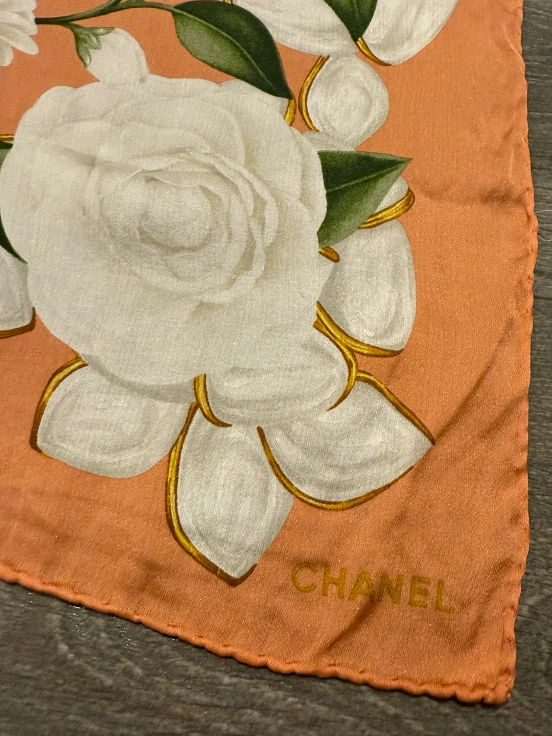 Authentic Chanel Silk Scarf with Floral Design - photo 3