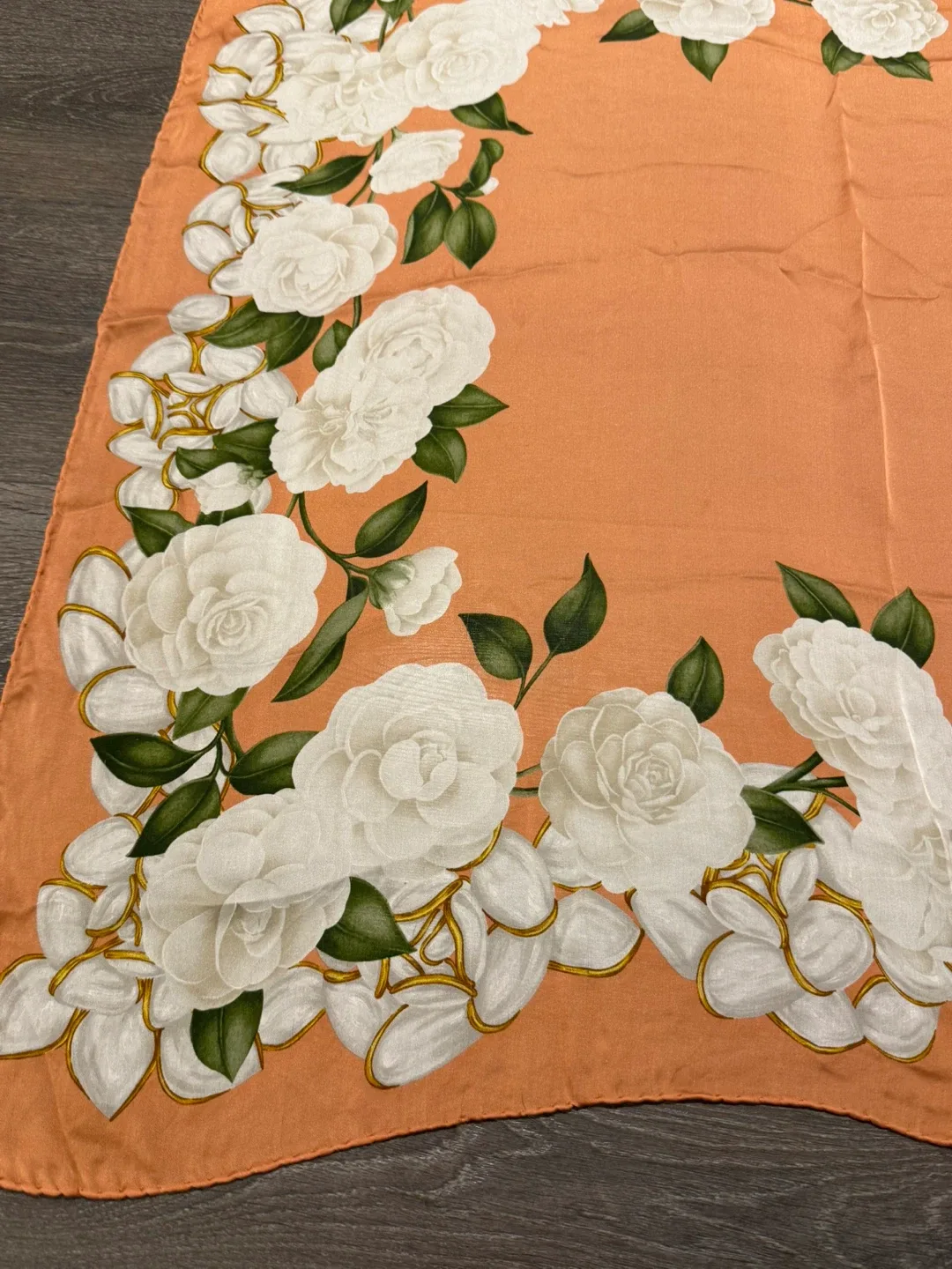 Authentic Chanel Silk Scarf with Floral Design image indicator(5)