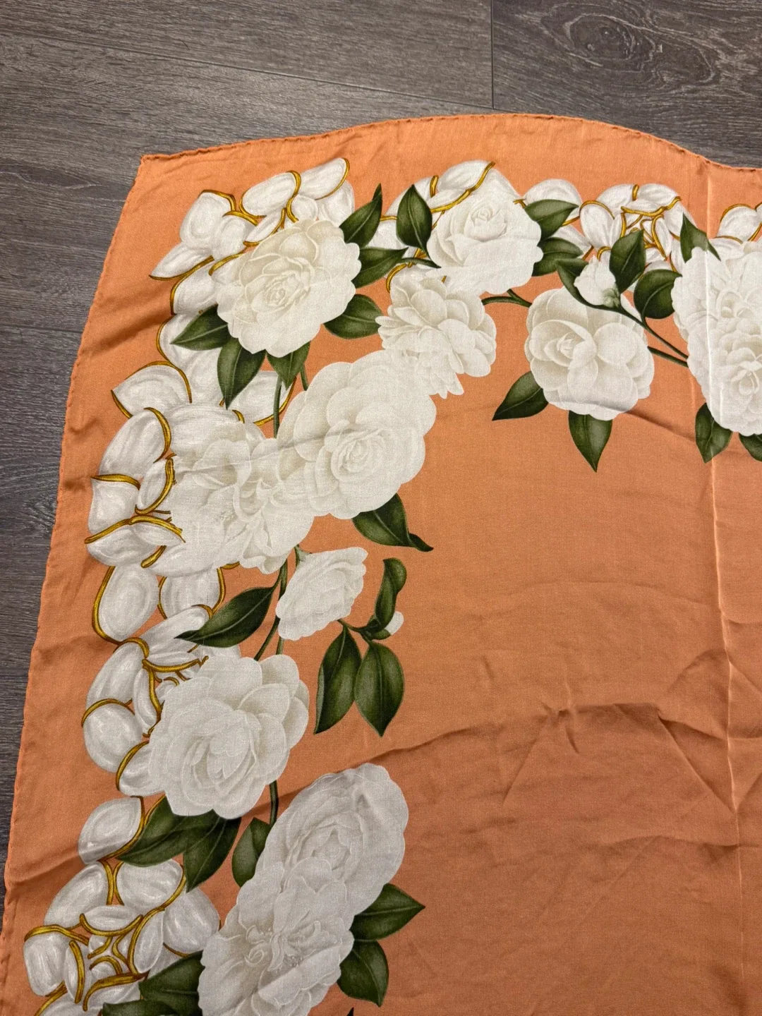 Authentic Chanel Silk Scarf with Floral Design image indicator(7)