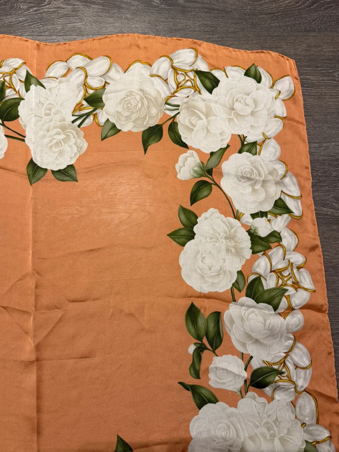Authentic Chanel Silk Scarf with Floral Design image indicator(8)