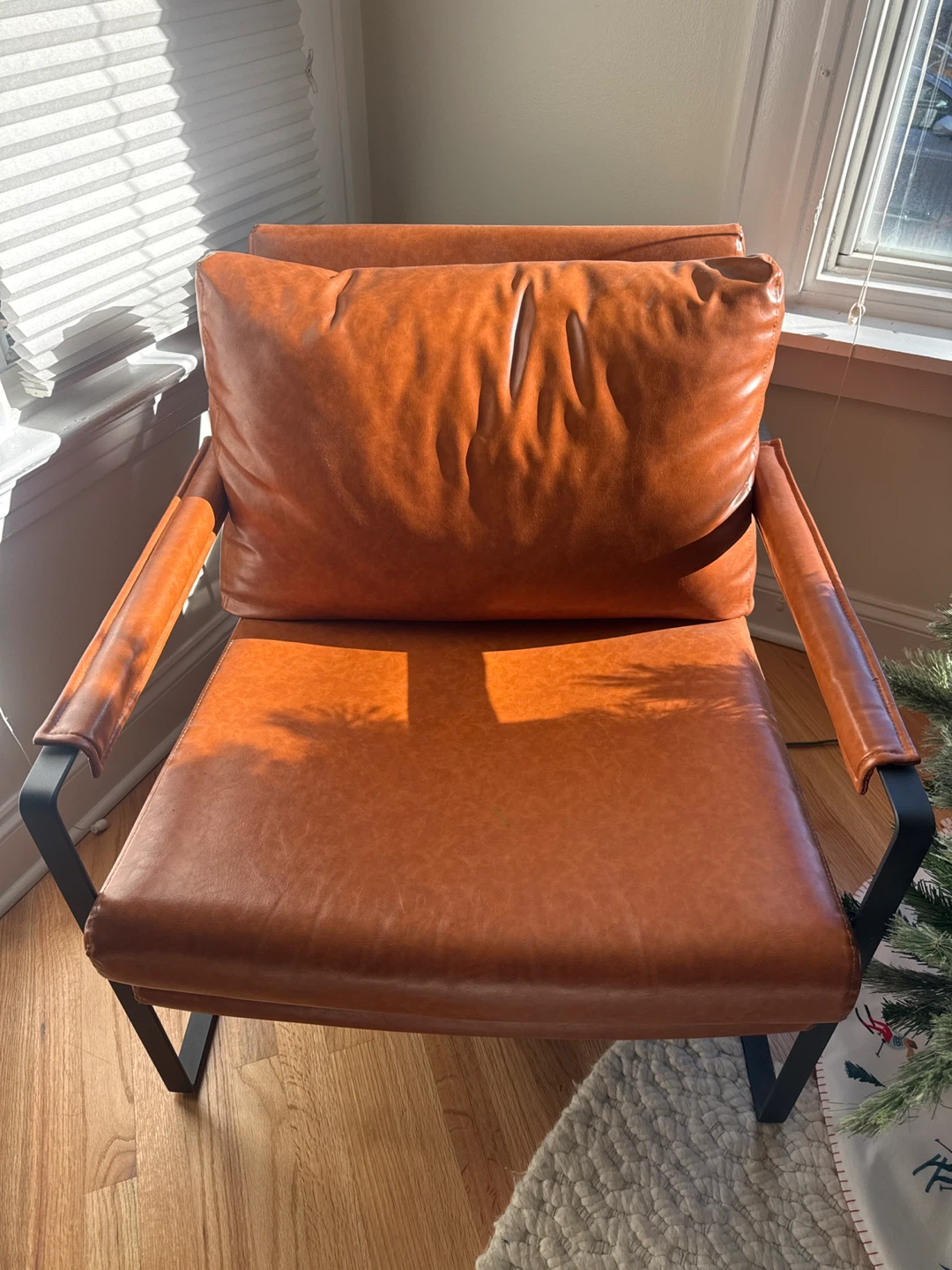 Pair of Brown Faux Leather Accent Chairs - photo 2