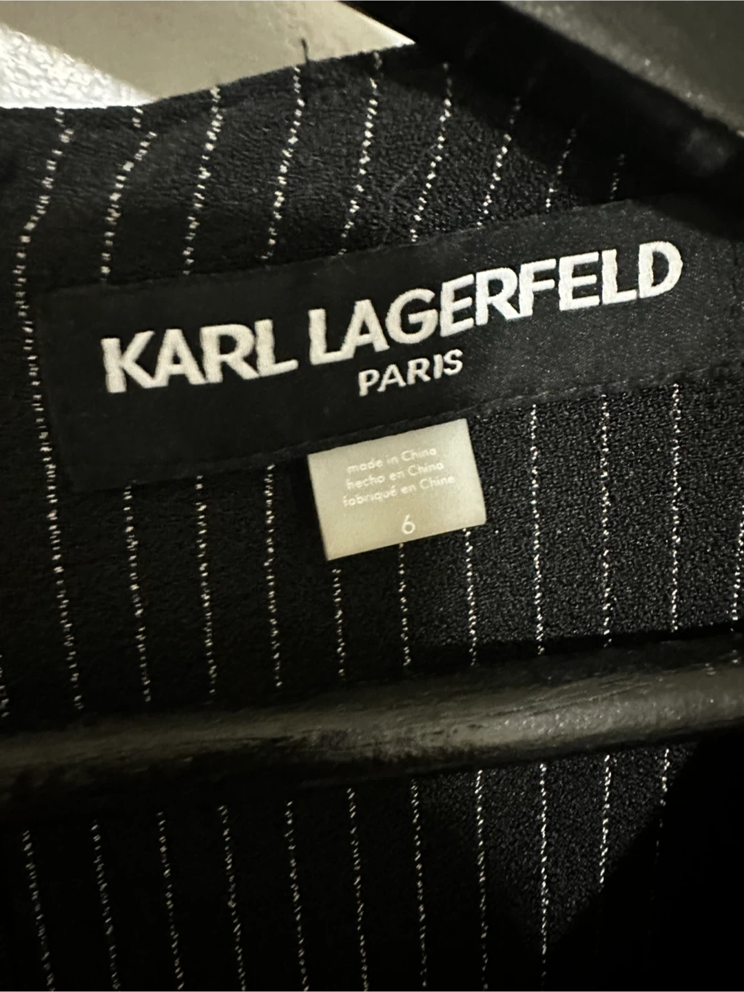 Karl Lagerfeld Paris Black Pinstripe Dress - Size 6 - photo 4